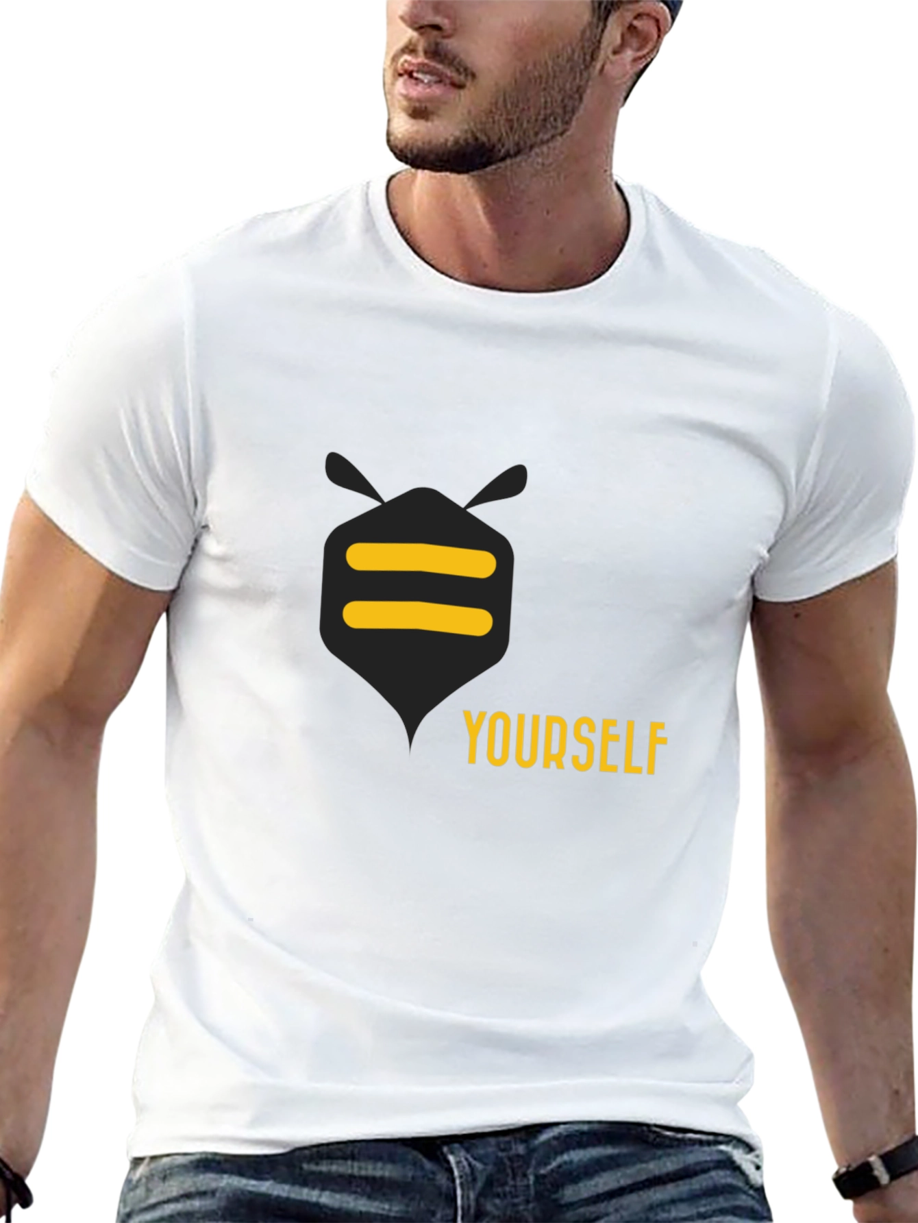 Be Yourself Graphic Tee - Black Cotton Casual T-Shirt