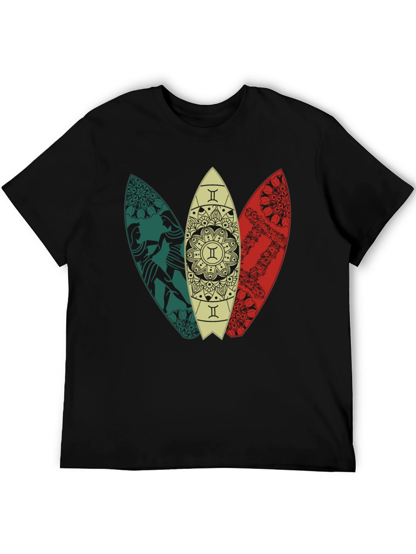 Surfboard Trio Graphic Tee - Black Cotton T-Shirt