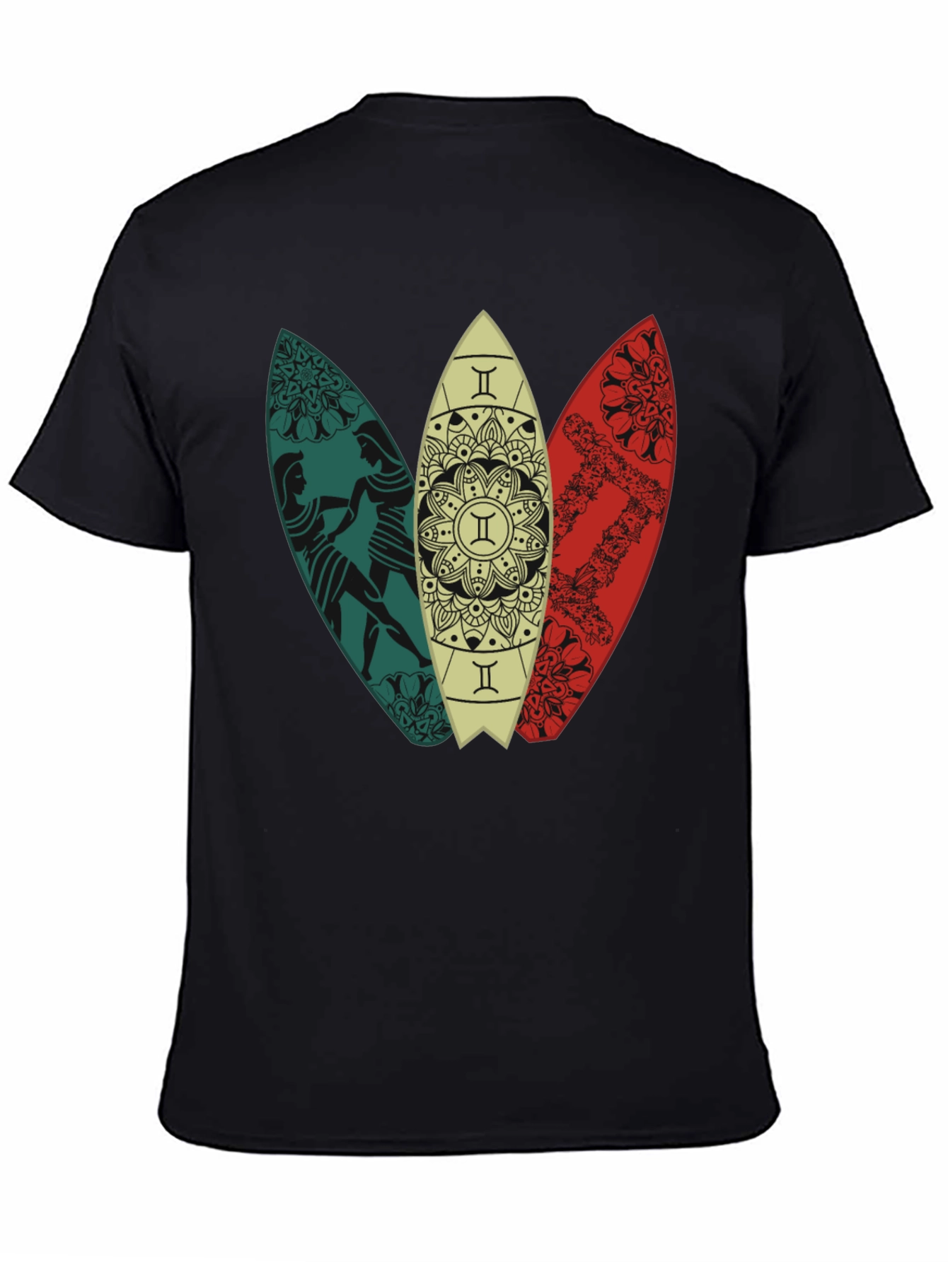 Surfboard Trio Graphic Tee - Black Cotton T-Shirt