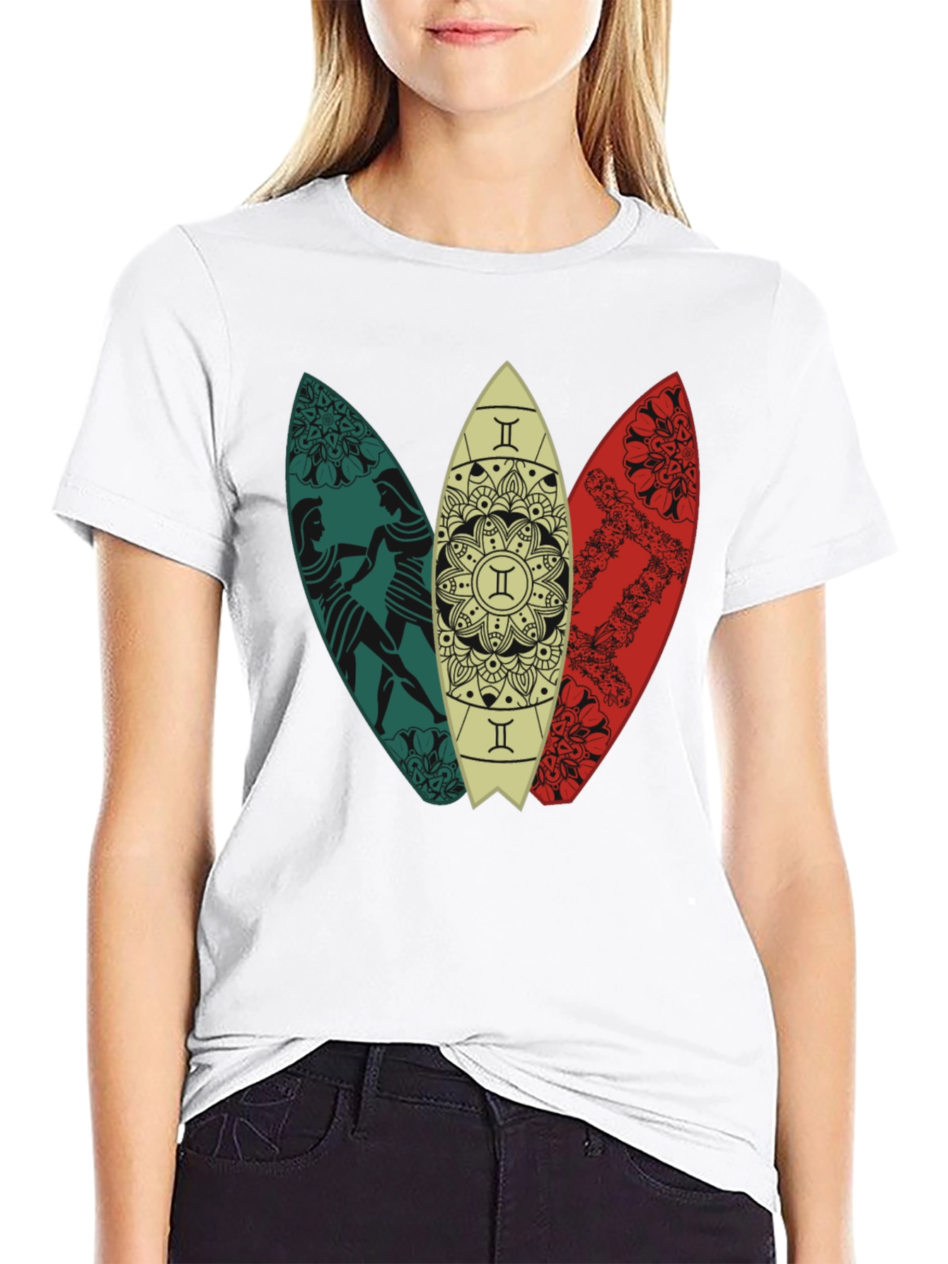 Surfboard Trio Graphic Tee - Black Cotton T-Shirt