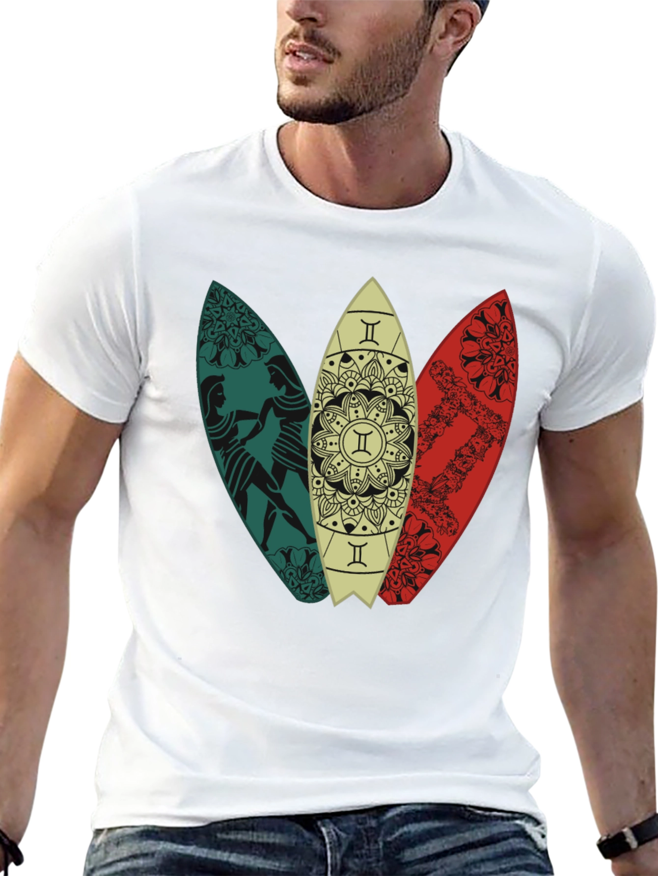 Surfboard Trio Graphic Tee - Black Cotton T-Shirt