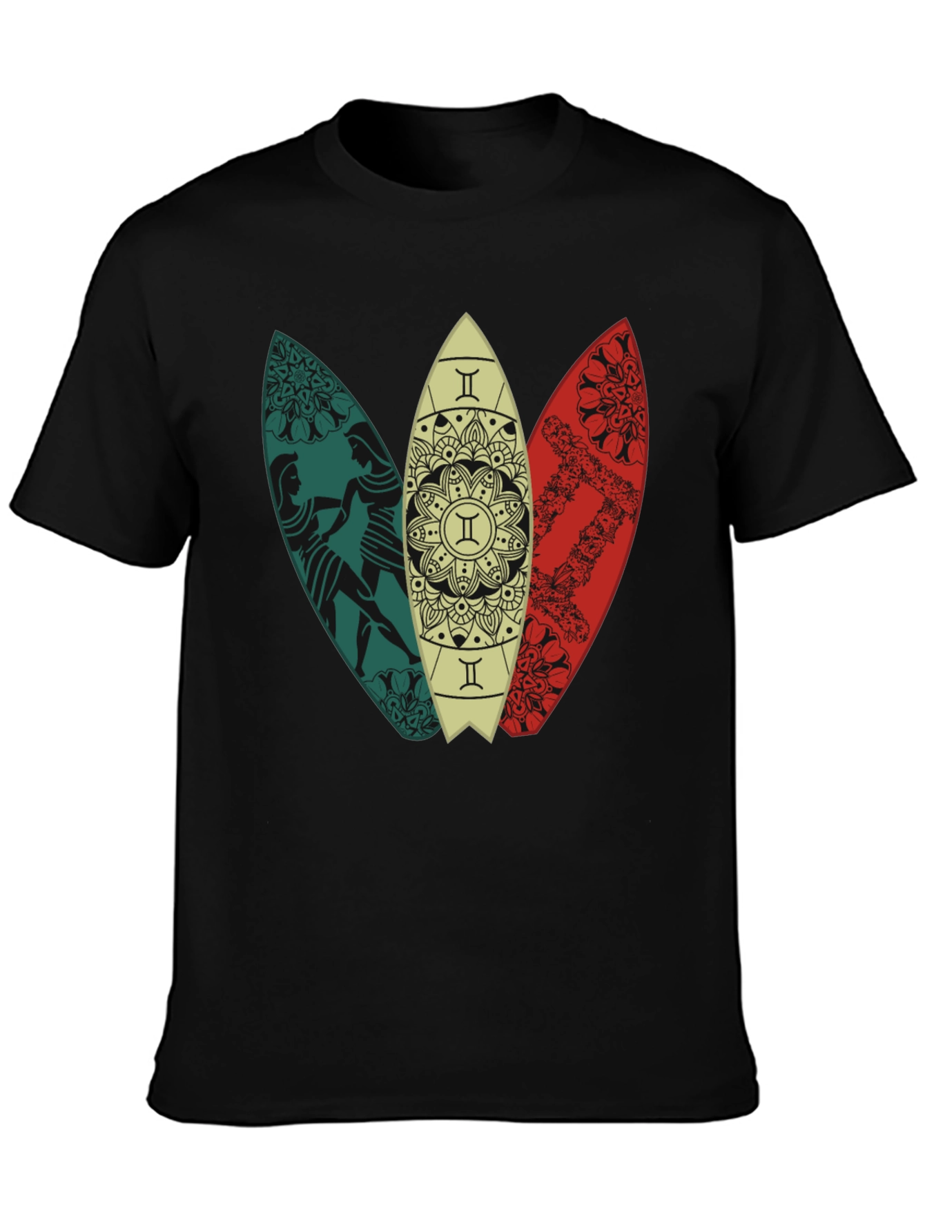 Surfboard Trio Graphic Tee - Black Cotton T-Shirt