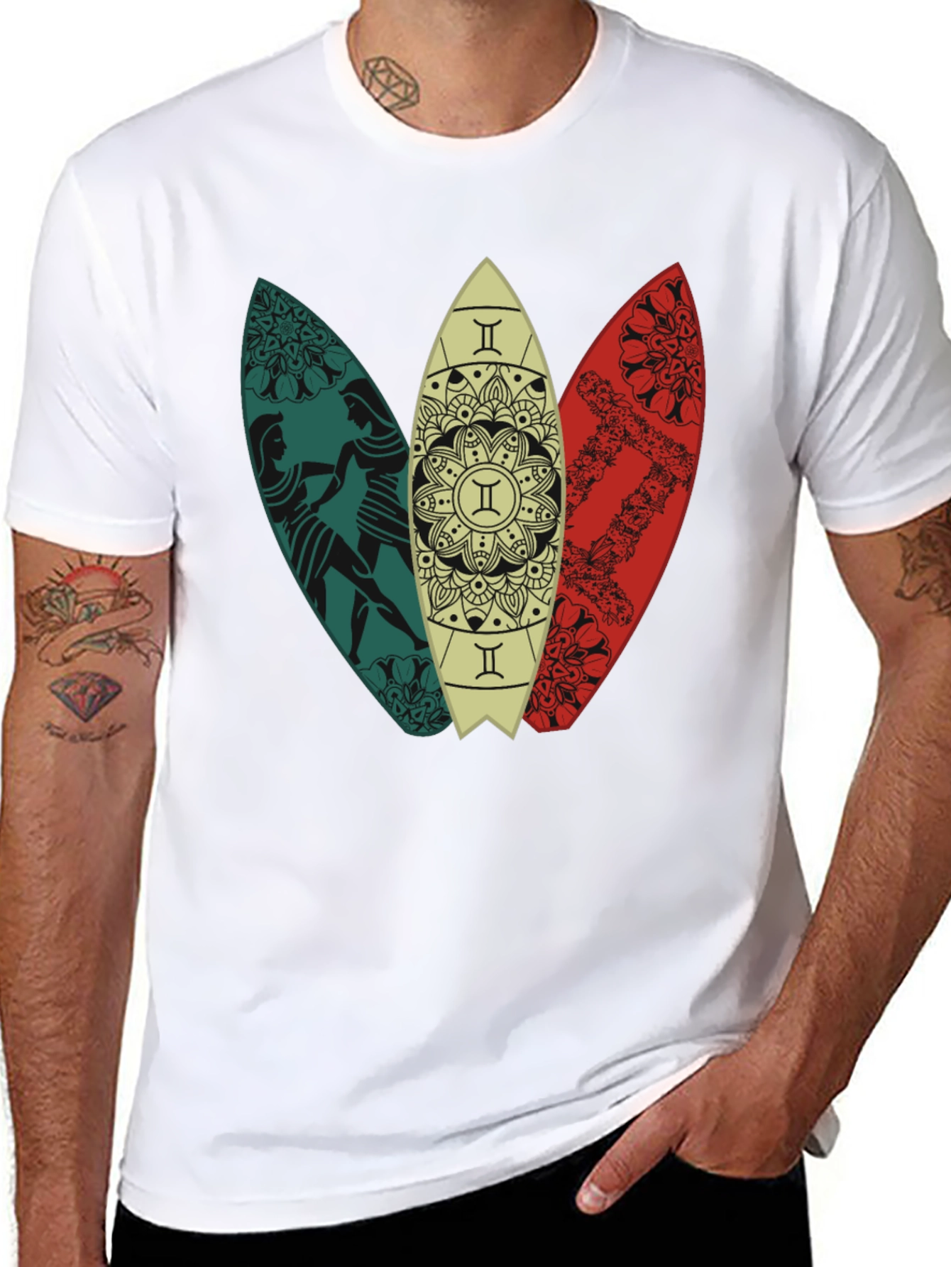 Surfboard Trio Graphic Tee - Black Cotton T-Shirt