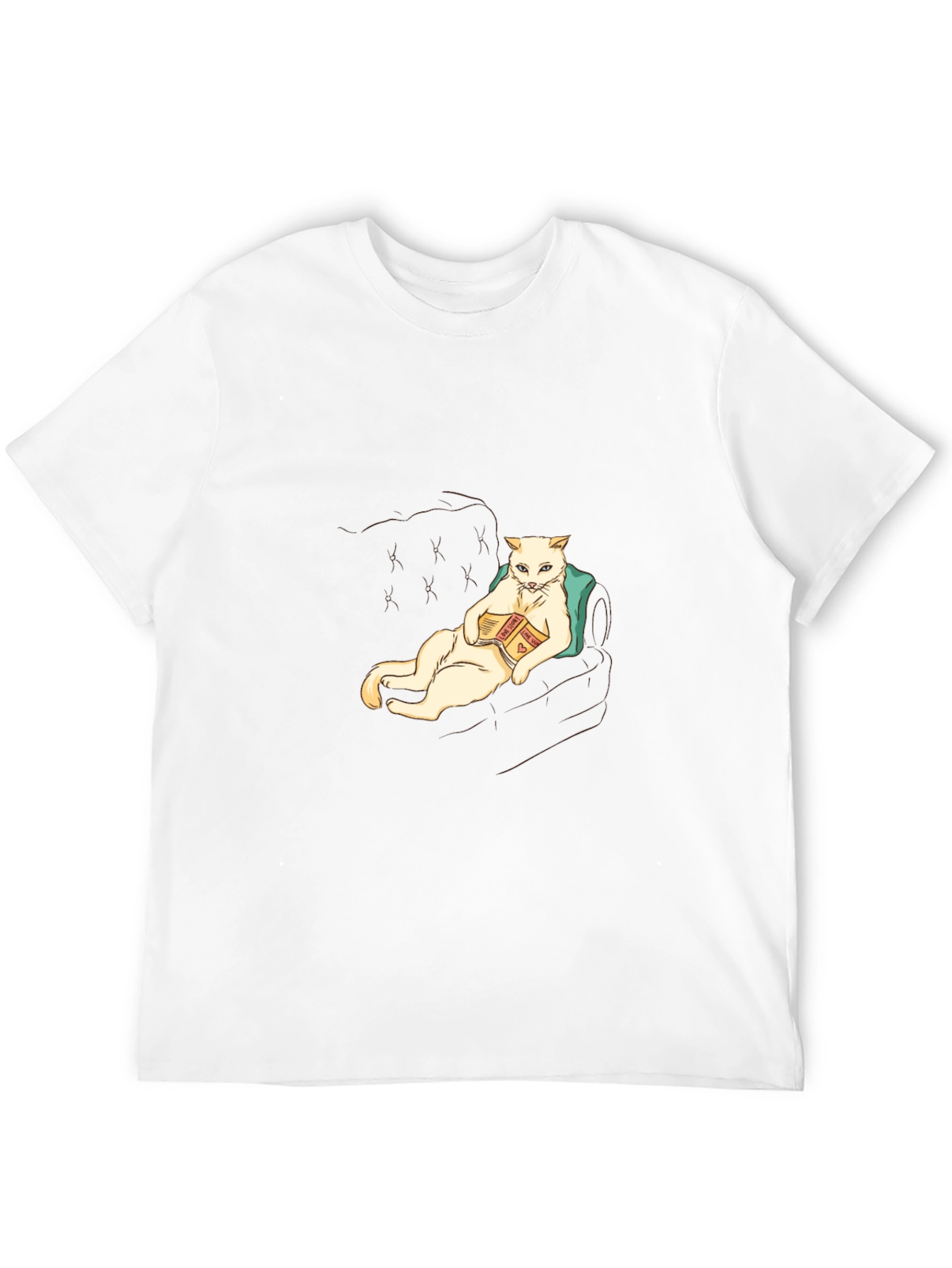 Cat Reading Book Graphic T-Shirt
