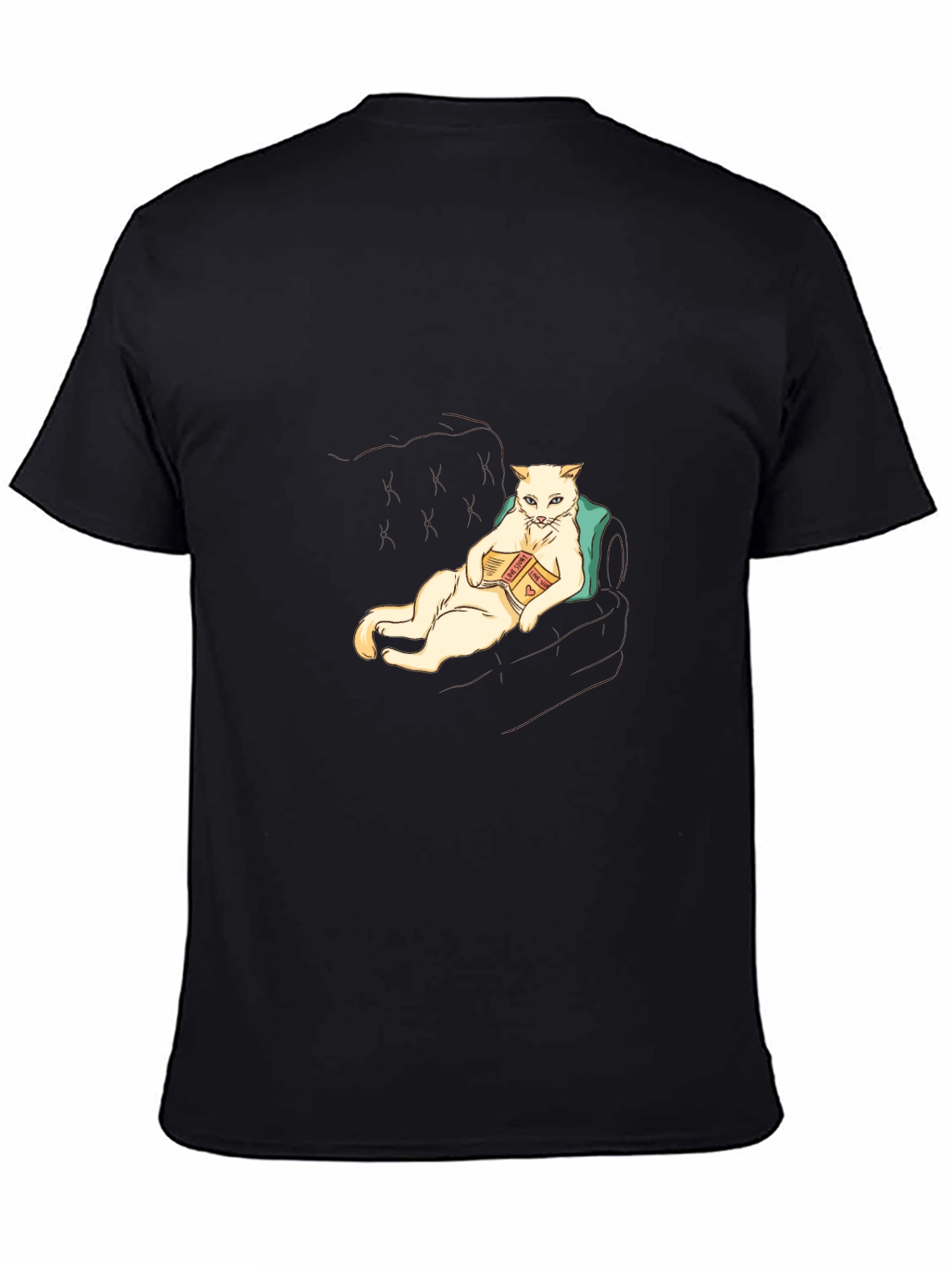 Cat Reading Book Graphic T-Shirt