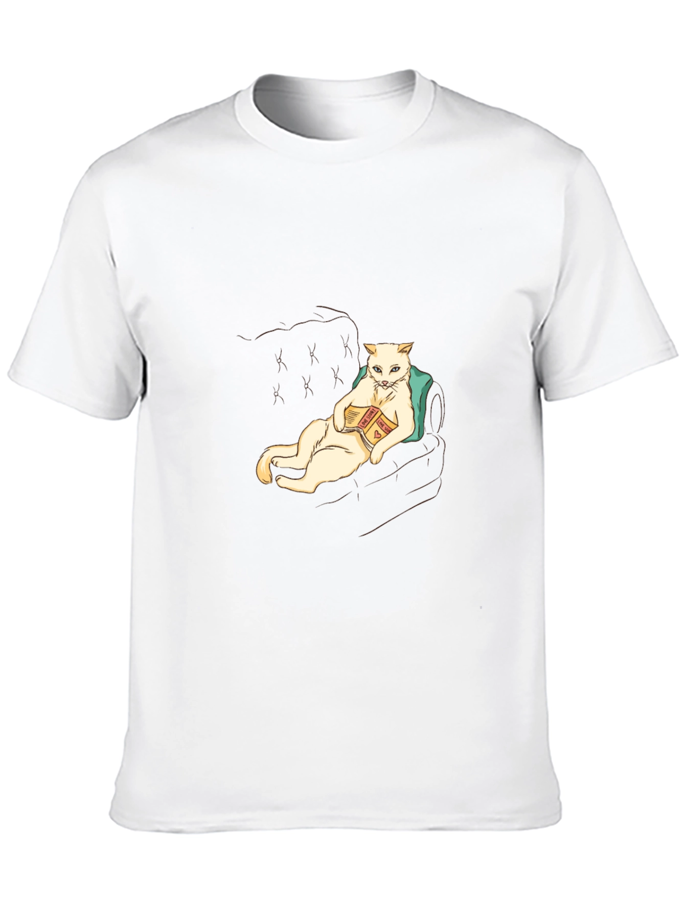 Cat Reading Book Graphic T-Shirt