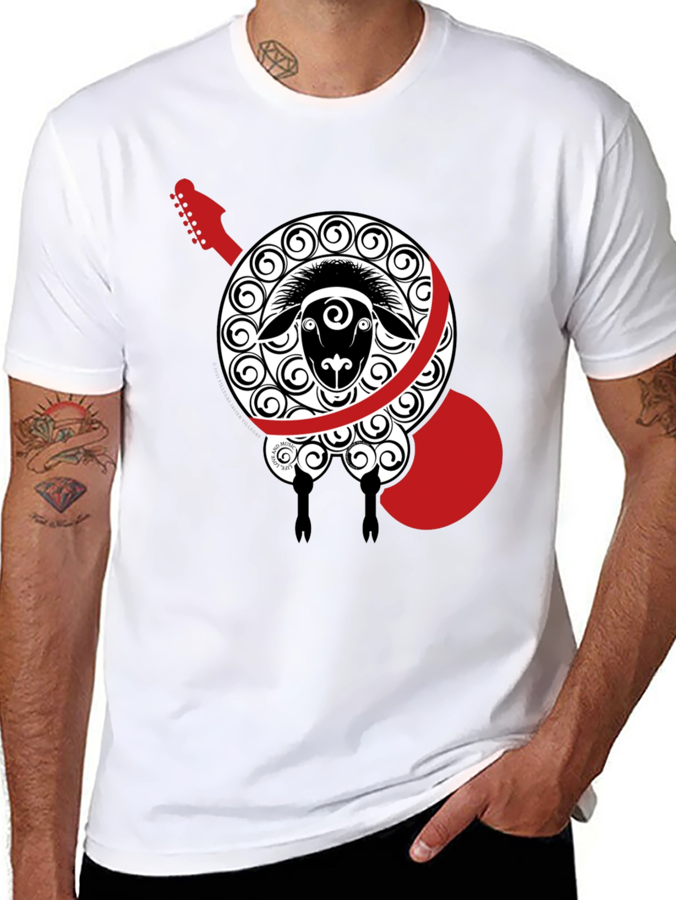 Sheep Guitar Black T-Shirt
