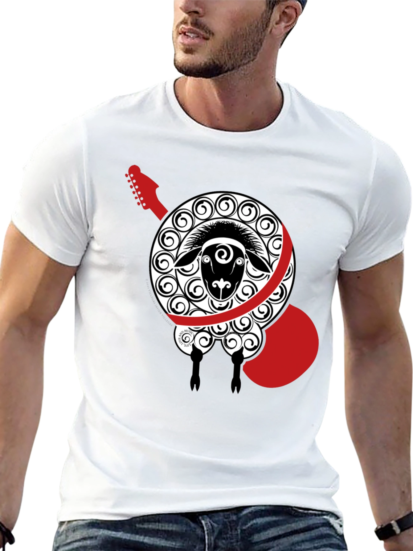 Sheep Guitar Black T-Shirt