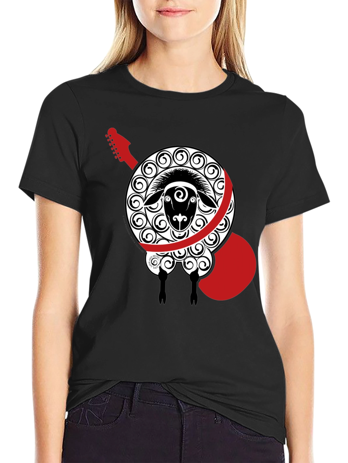 Sheep Guitar Black T-Shirt
