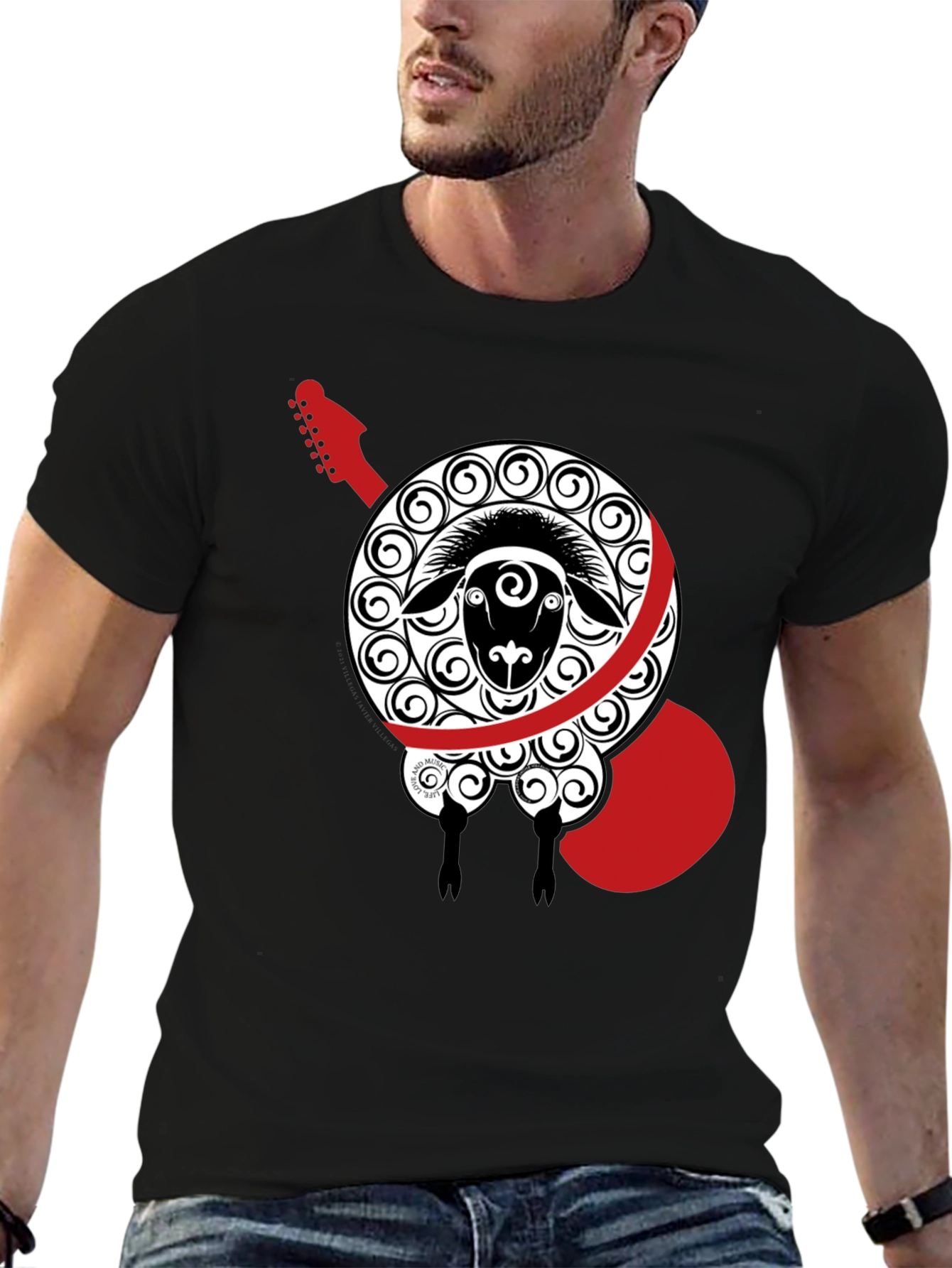 Sheep Guitar Black T-Shirt