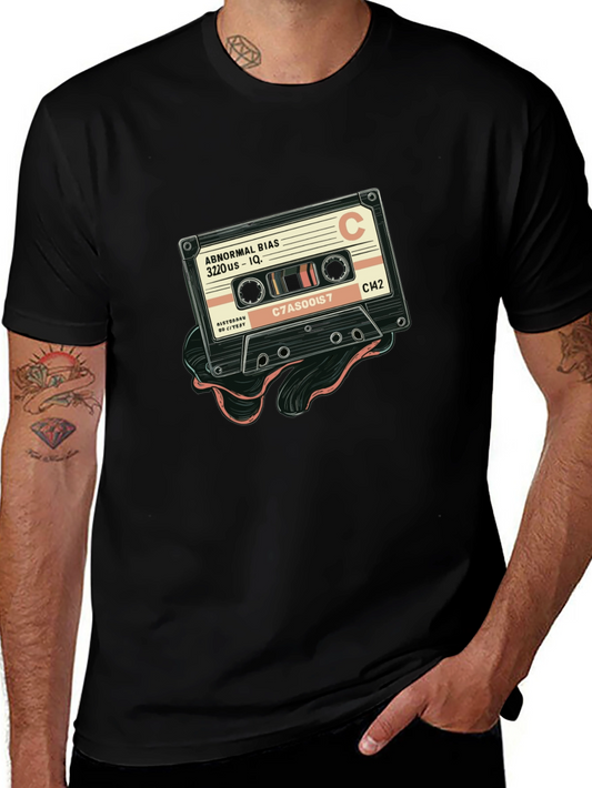 Retro Cassette Tape Graphic T-Shirt - Black