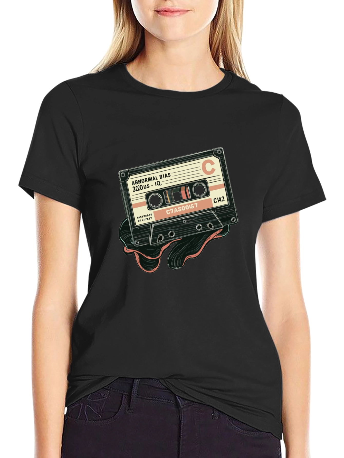 Retro Cassette Tape Graphic T-Shirt - Black