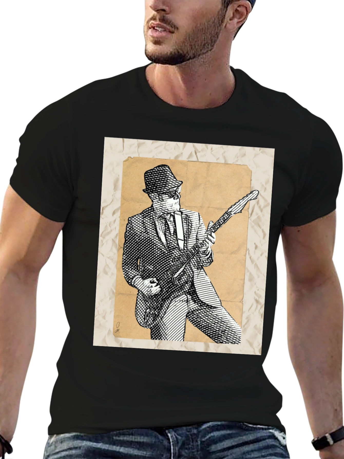 Retro Guitar Player Graphic Tee