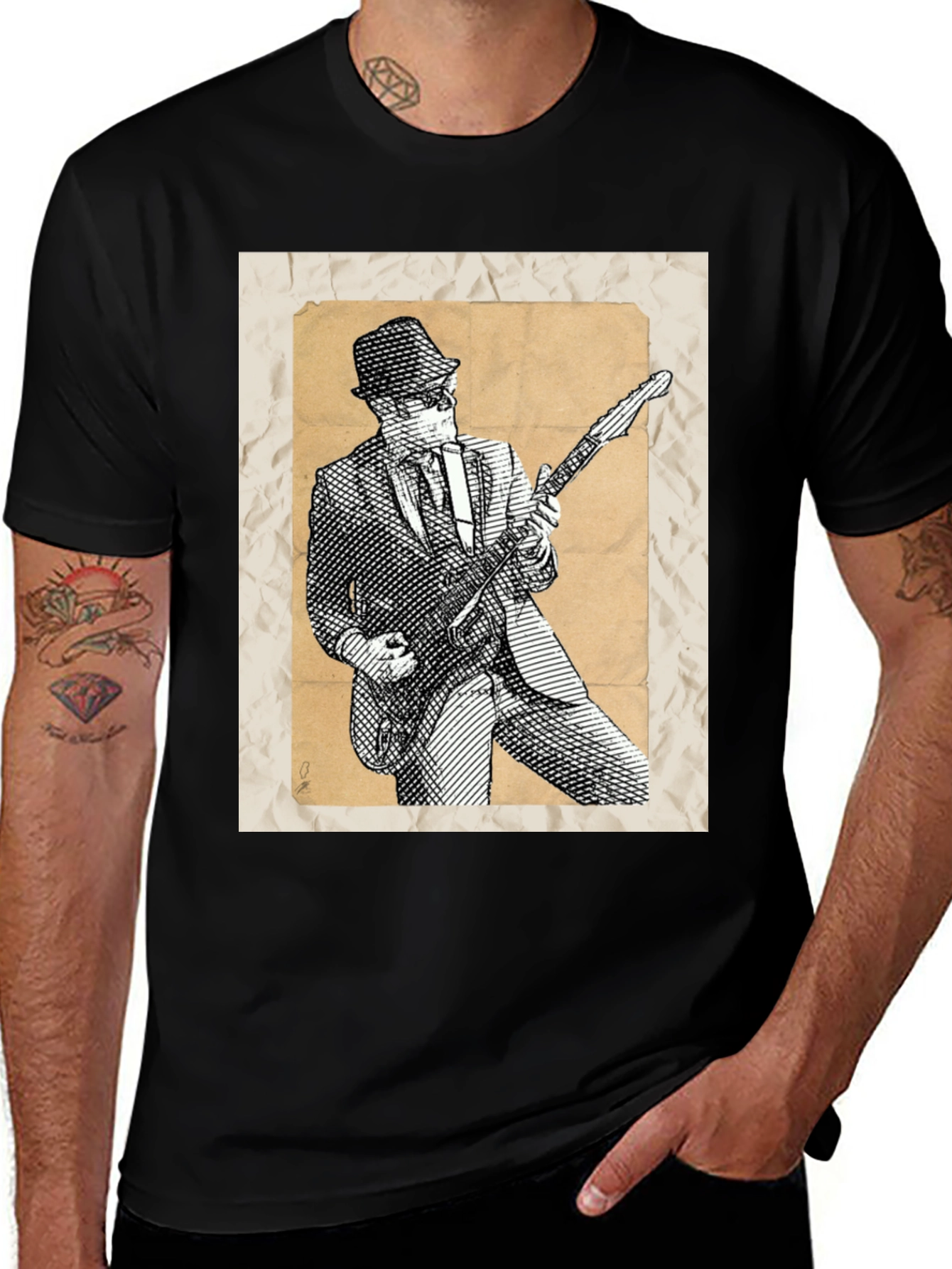 Retro Guitar Player Graphic Tee