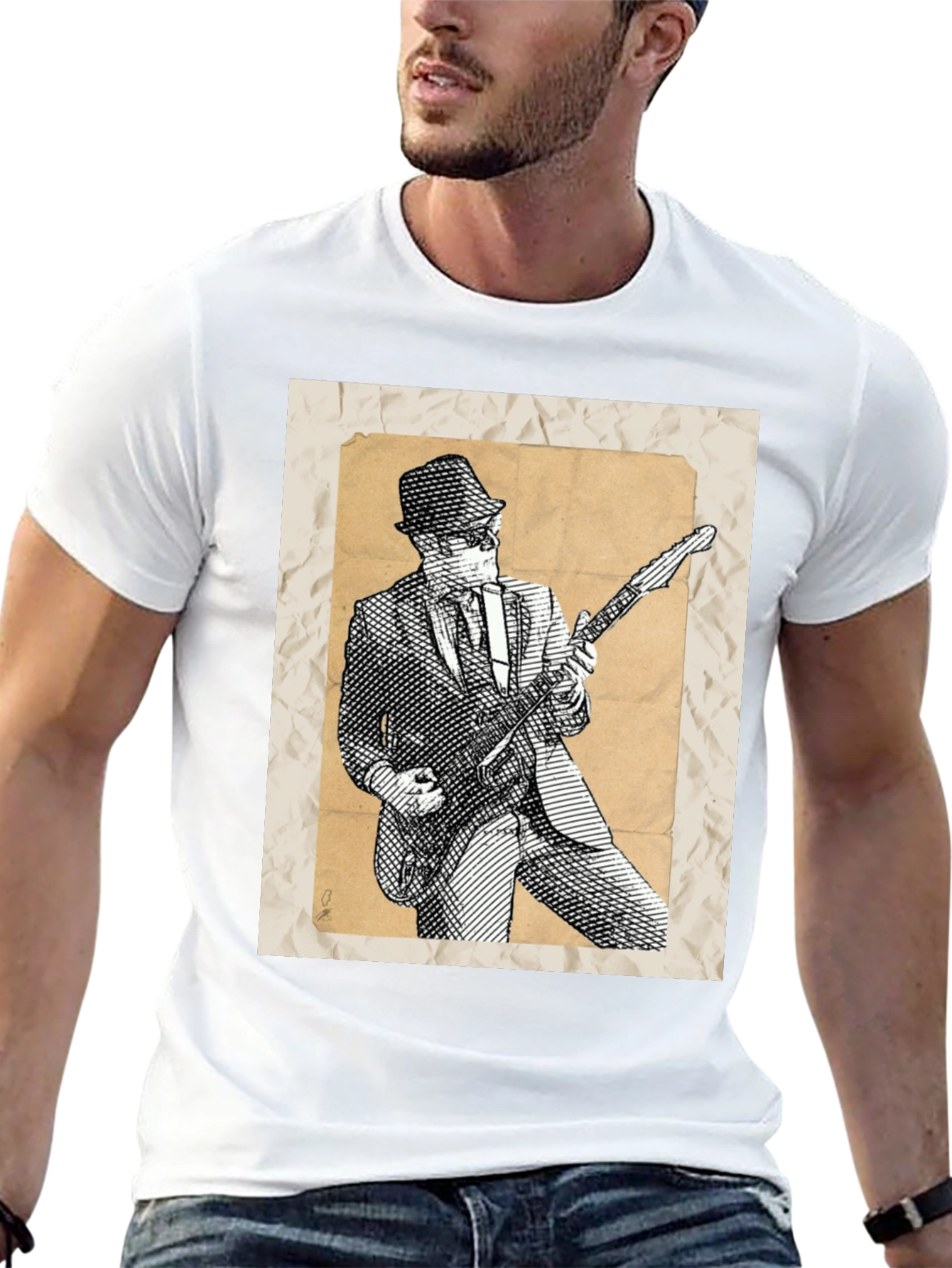 Retro Guitar Player Graphic Tee