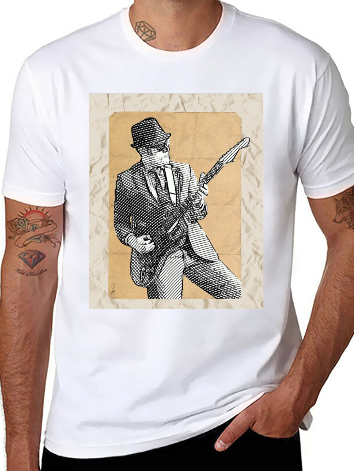 Retro Guitar Player Graphic Tee