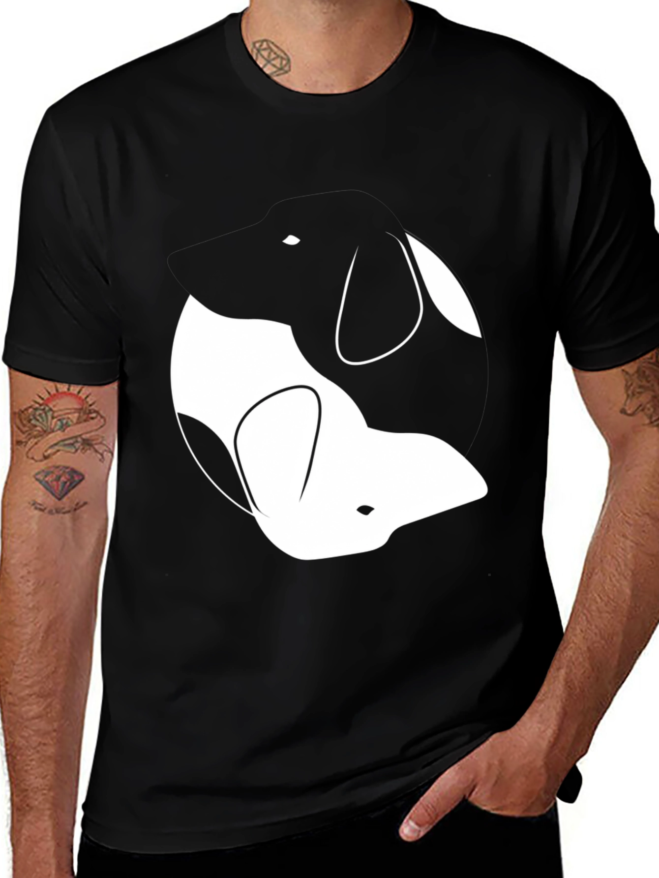Yin Yang Dog T-Shirt - Casual Style