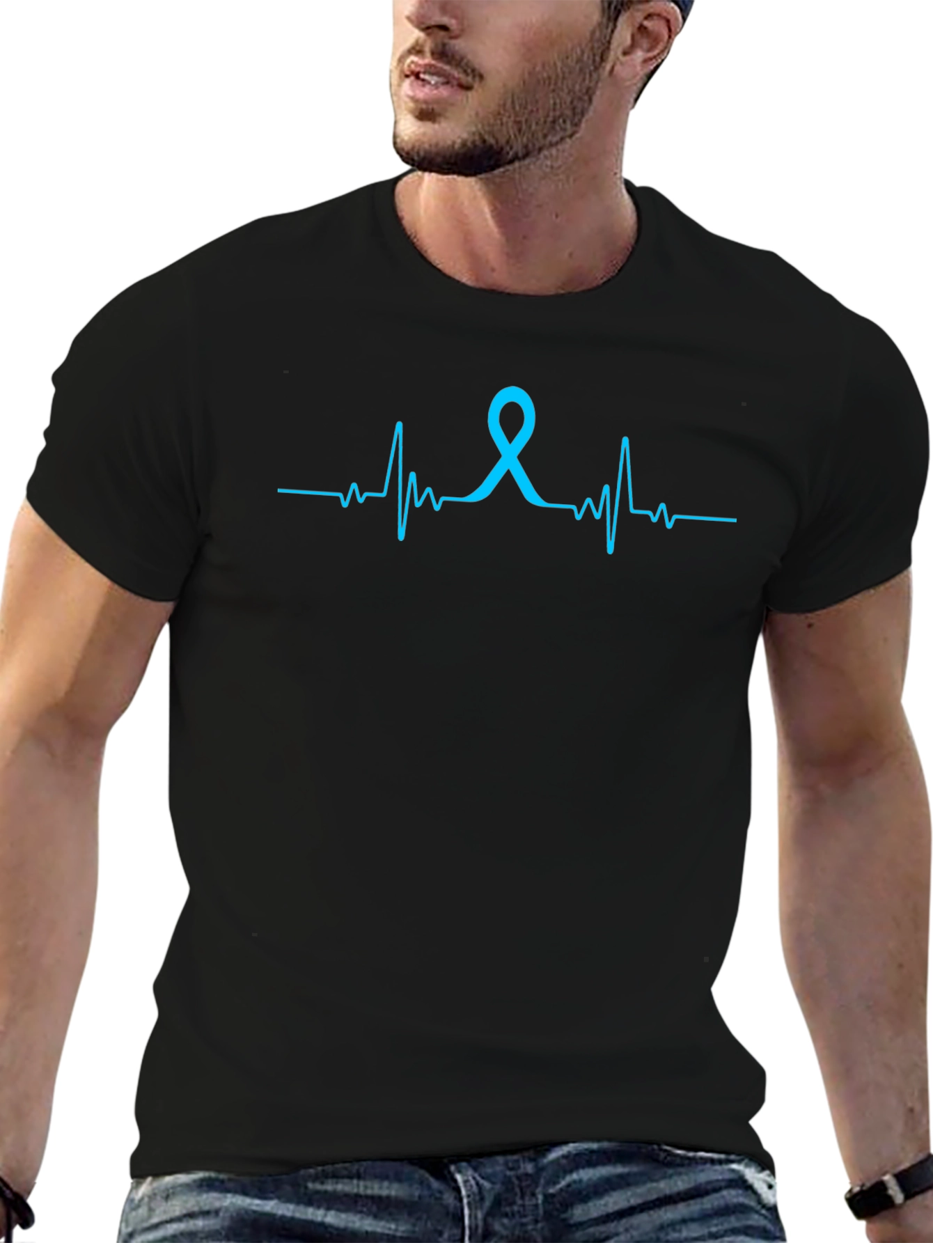 Awareness Ribbon Heartbeat Graphic T-Shirt