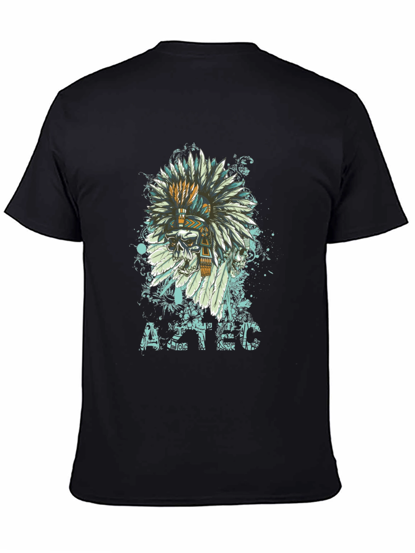Aztec Skull Feather T-Shirt - Unique Graphic Tee