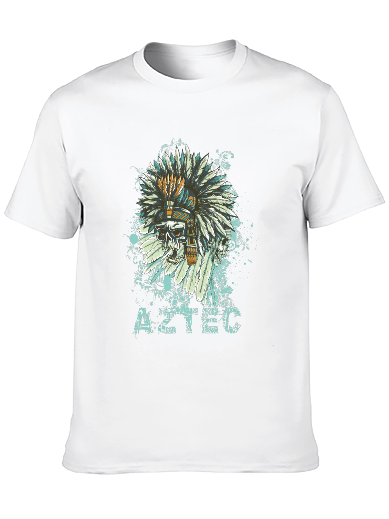 Aztec Skull Feather T-Shirt - Unique Graphic Tee