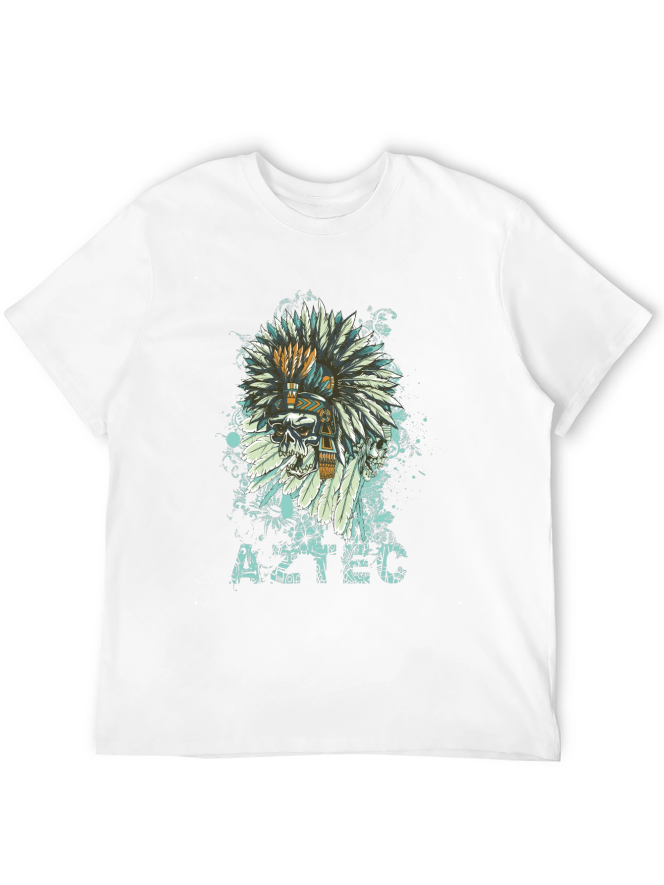 Aztec Skull Feather T-Shirt - Unique Graphic Tee