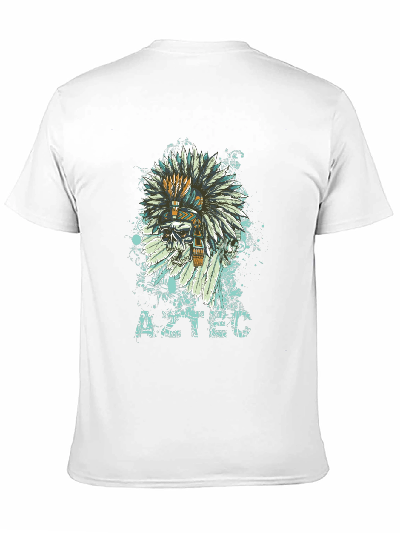 Aztec Skull Feather T-Shirt - Unique Graphic Tee