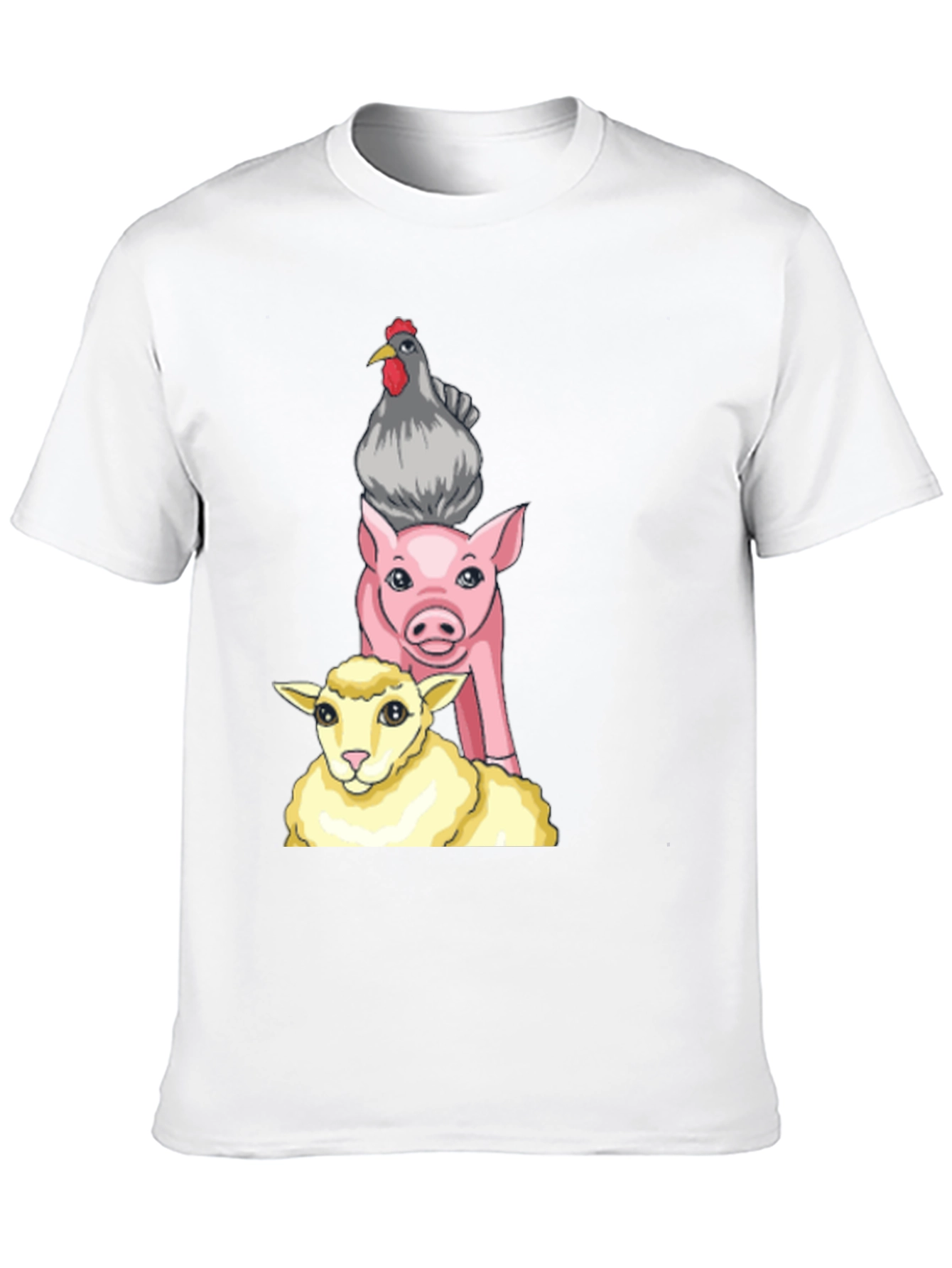 Stacked Farm Animals Graphic Tee - Black Cotton Shirt