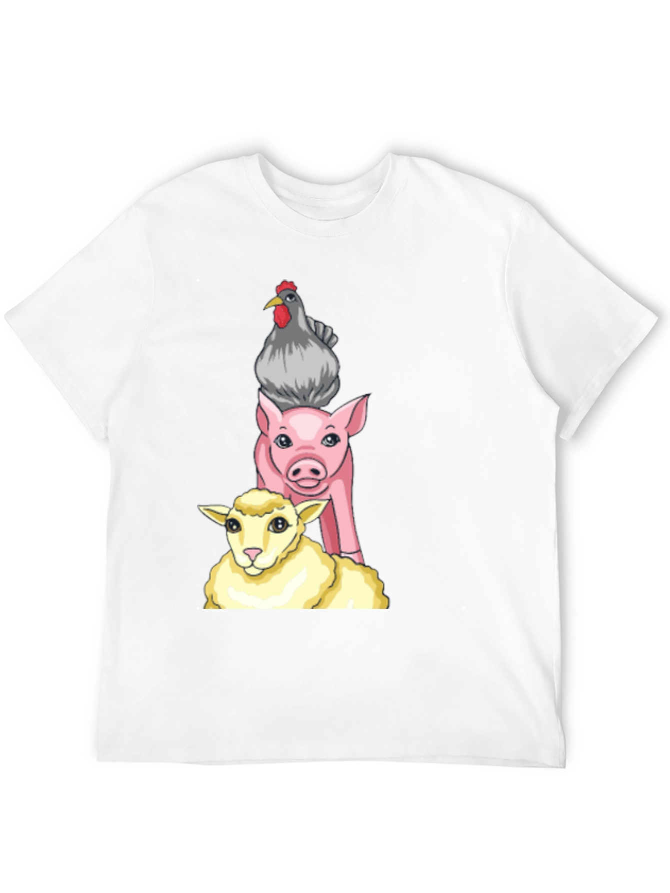 Stacked Farm Animals Graphic Tee - Black Cotton Shirt