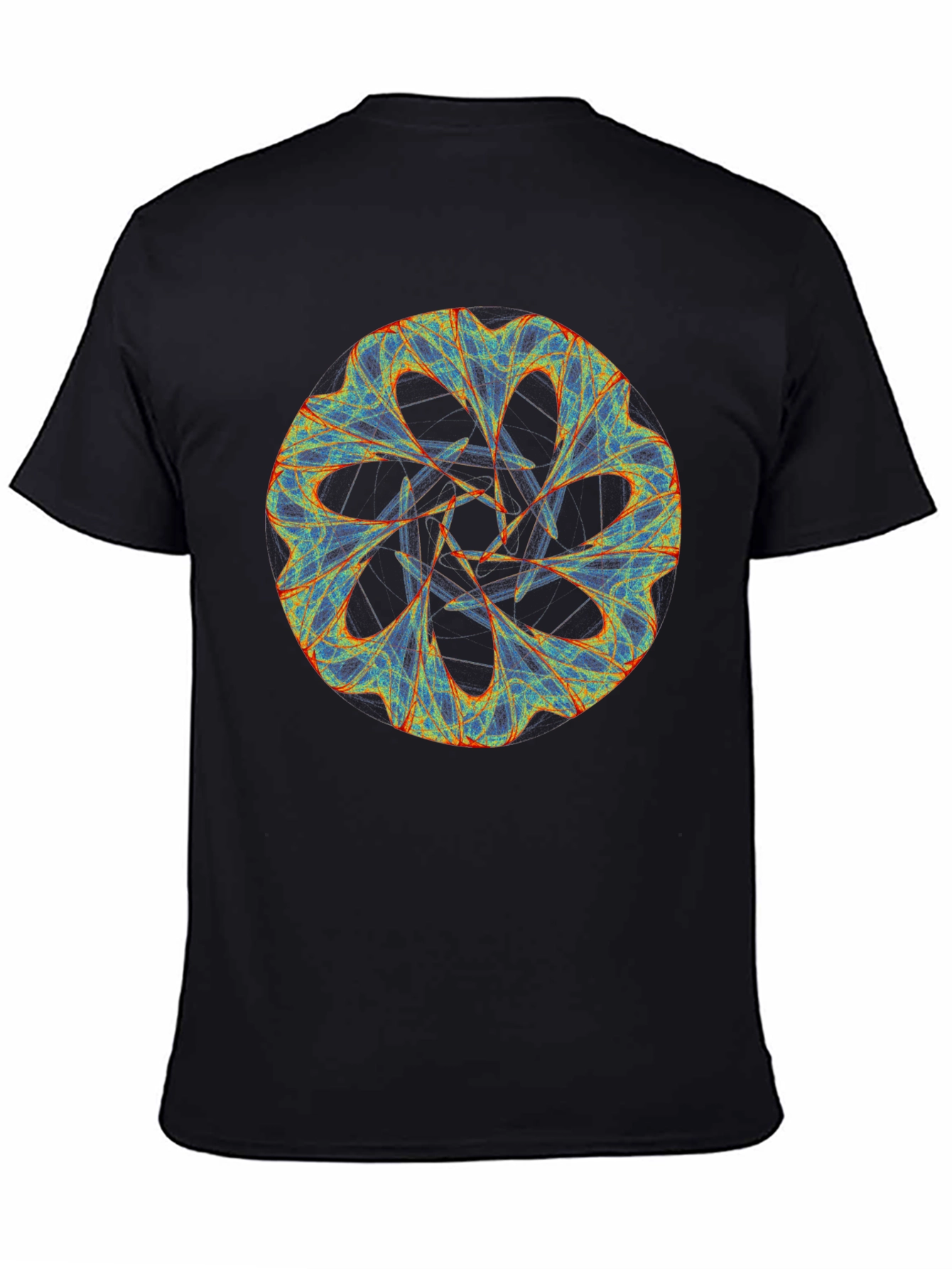 Abstract Fractal Graphic Print Black T-Shirt