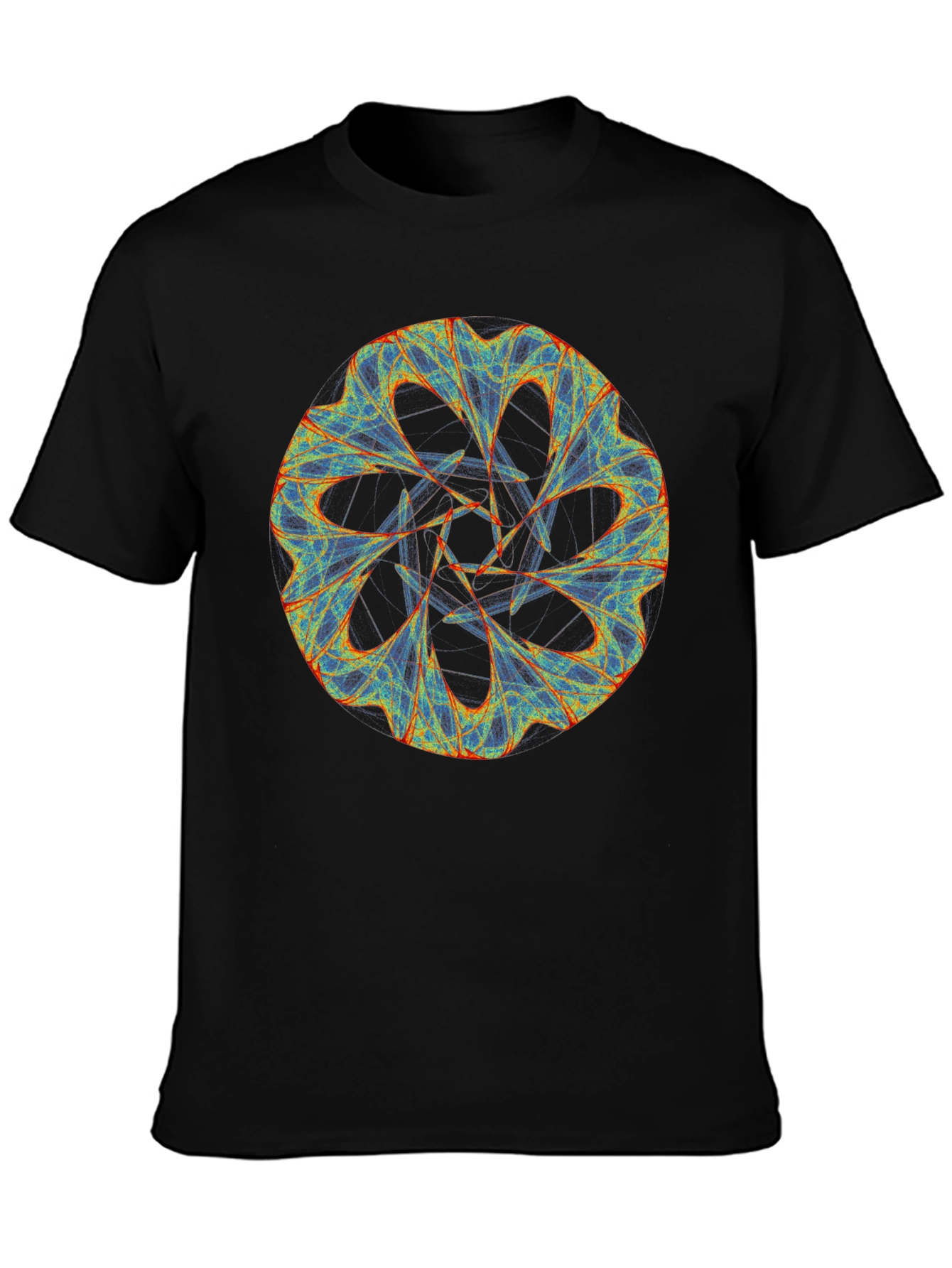 Abstract Fractal Graphic Print Black T-Shirt
