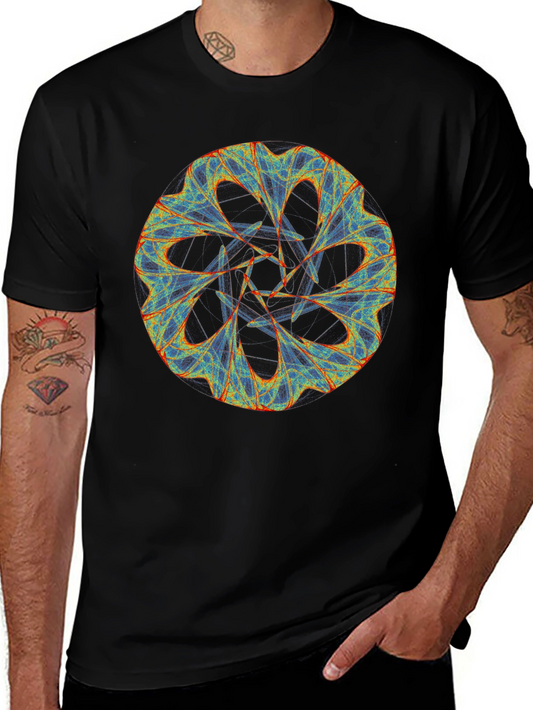 Abstract Fractal Graphic Print Black T-Shirt