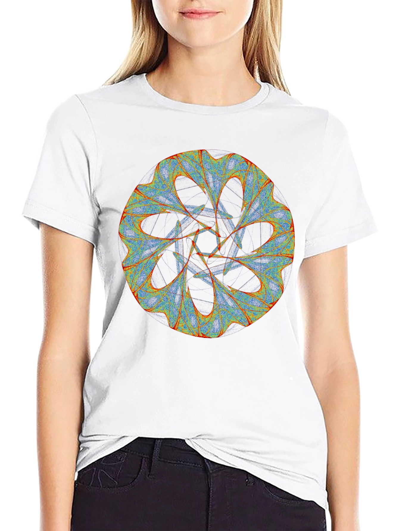 Abstract Fractal Graphic Print Black T-Shirt