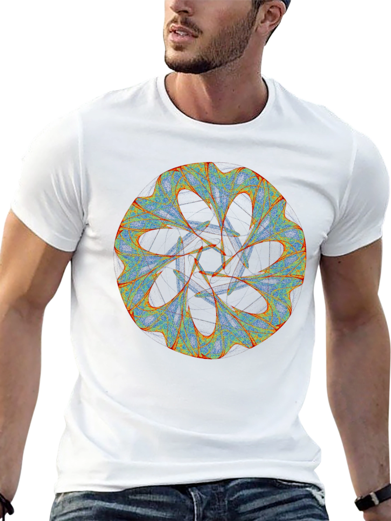 Abstract Fractal Graphic Print Black T-Shirt