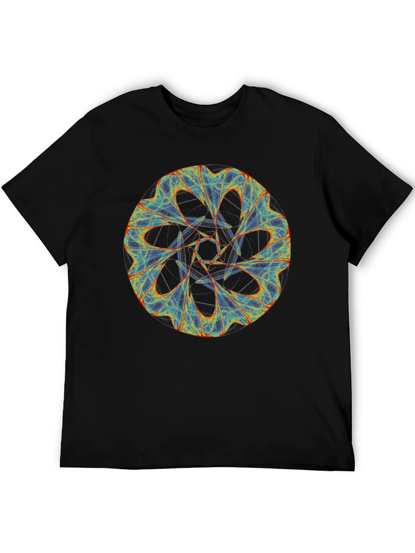 Abstract Fractal Graphic Print Black T-Shirt