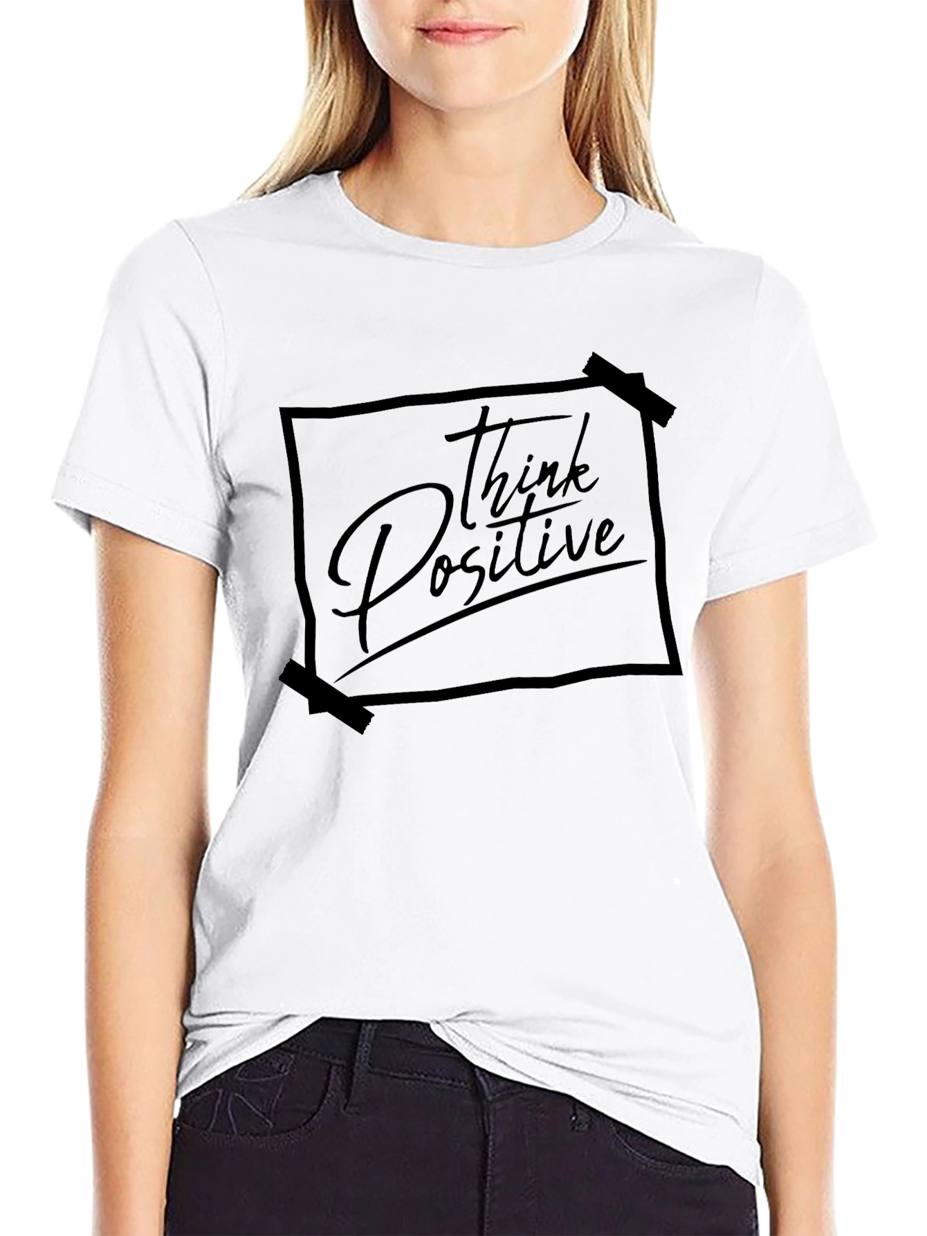 Think Positive Black Graphic T-Shirt