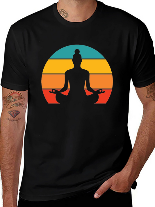 Yoga Silhouette Tee - Sunset Meditation Design
