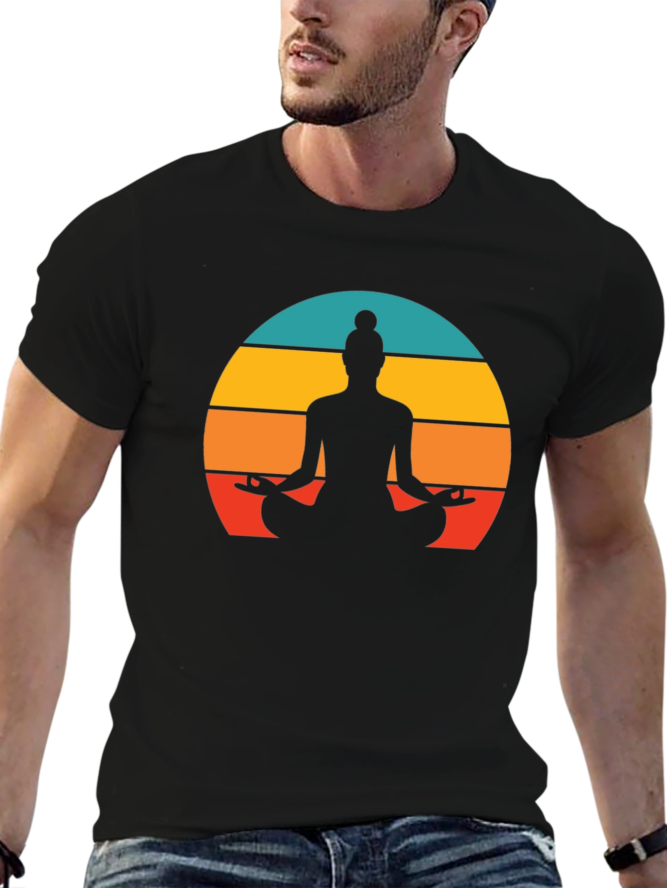 Yoga Silhouette Tee - Sunset Meditation Design