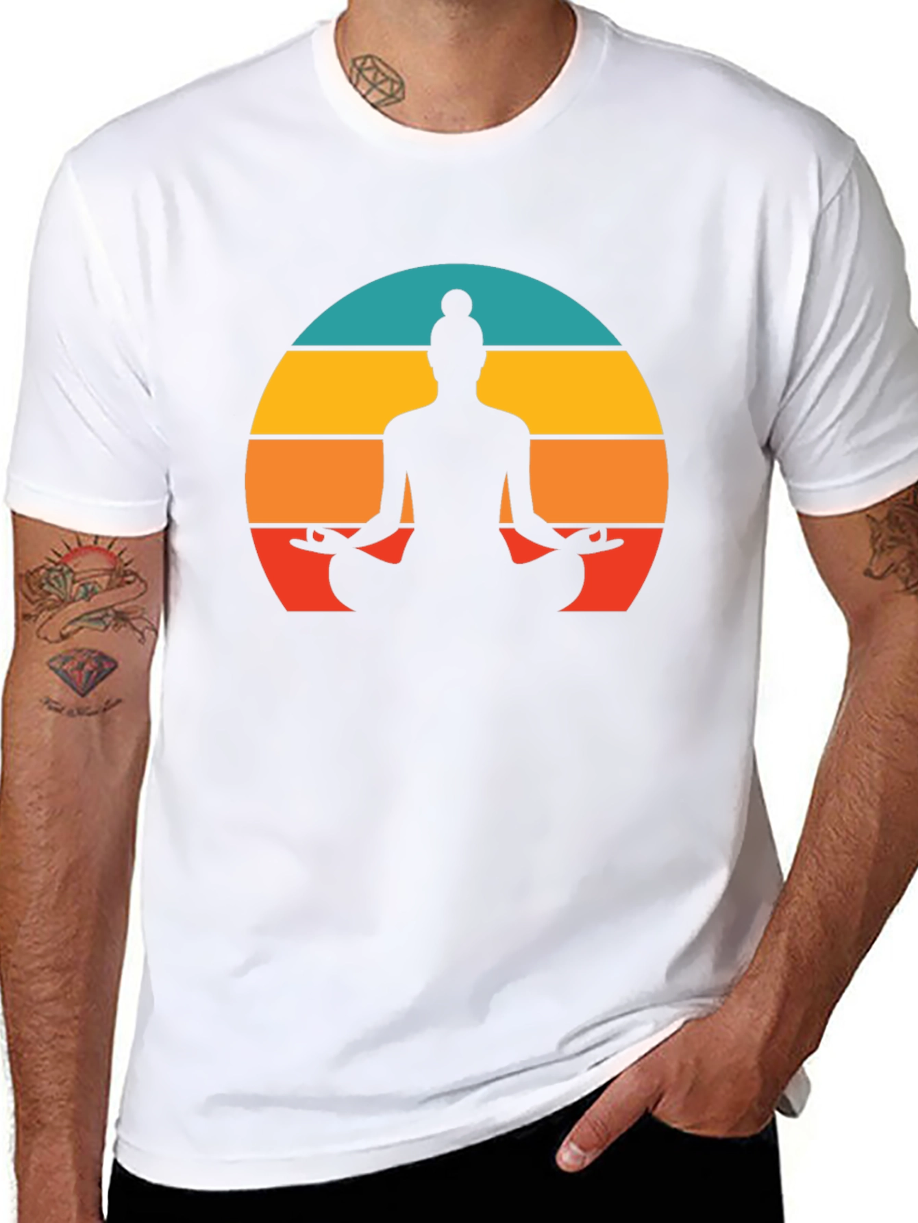 Yoga Silhouette Tee - Sunset Meditation Design