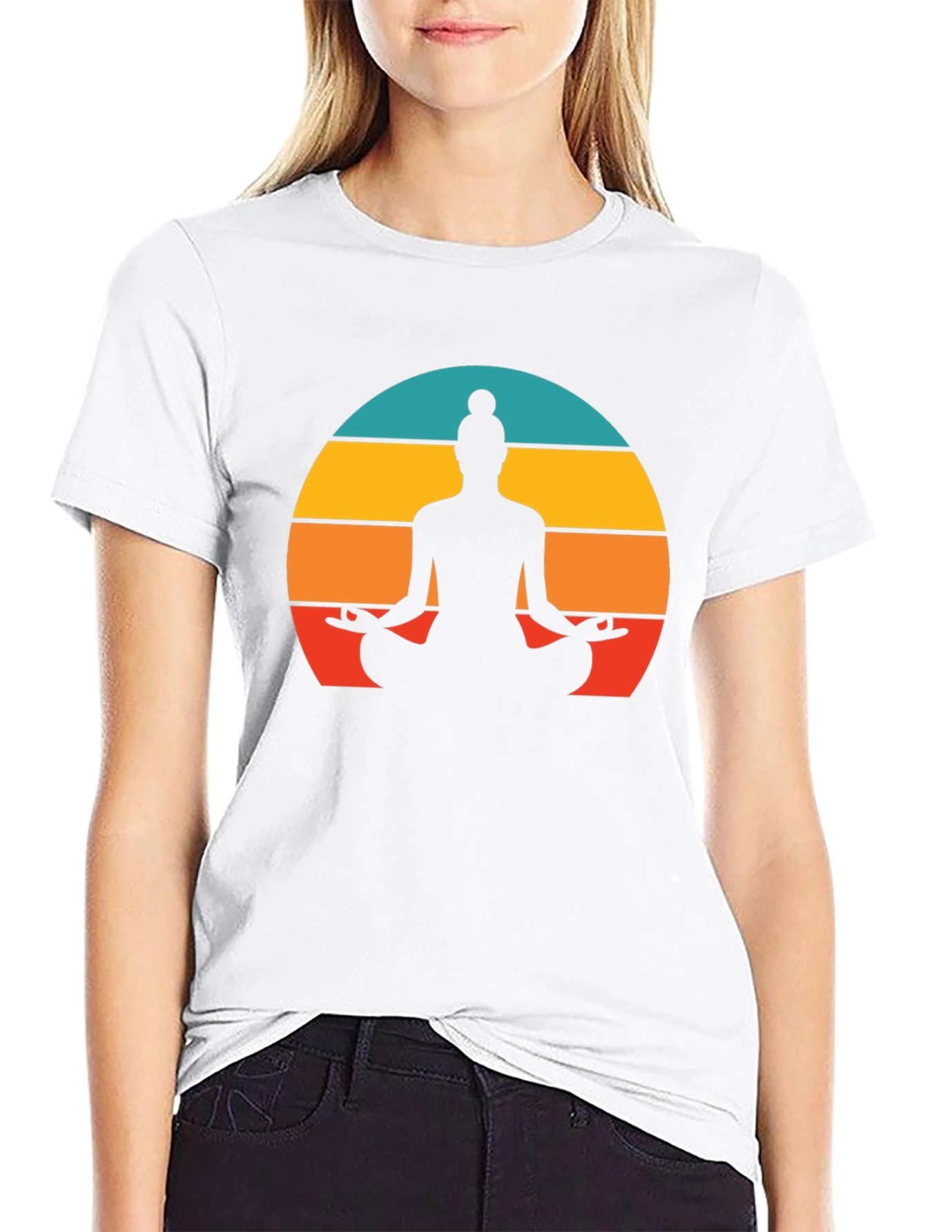 Yoga Silhouette Tee - Sunset Meditation Design