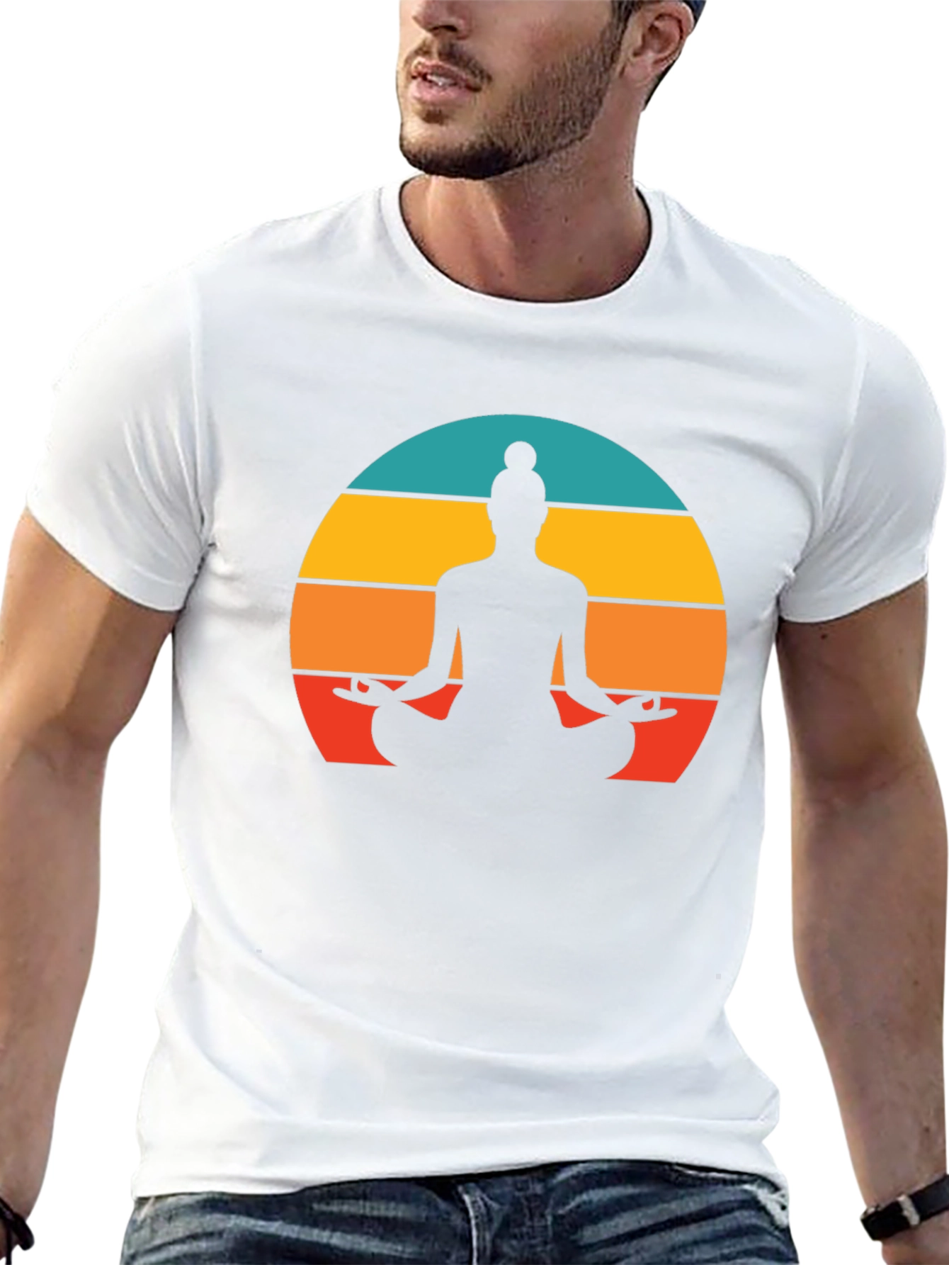 Yoga Silhouette Tee - Sunset Meditation Design
