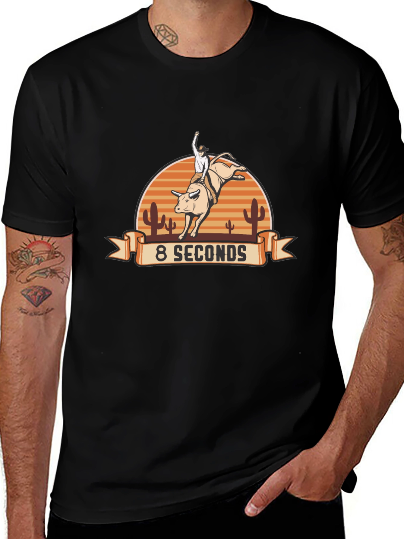 8 Seconds Rodeo Bull Riding Graphic Tee
