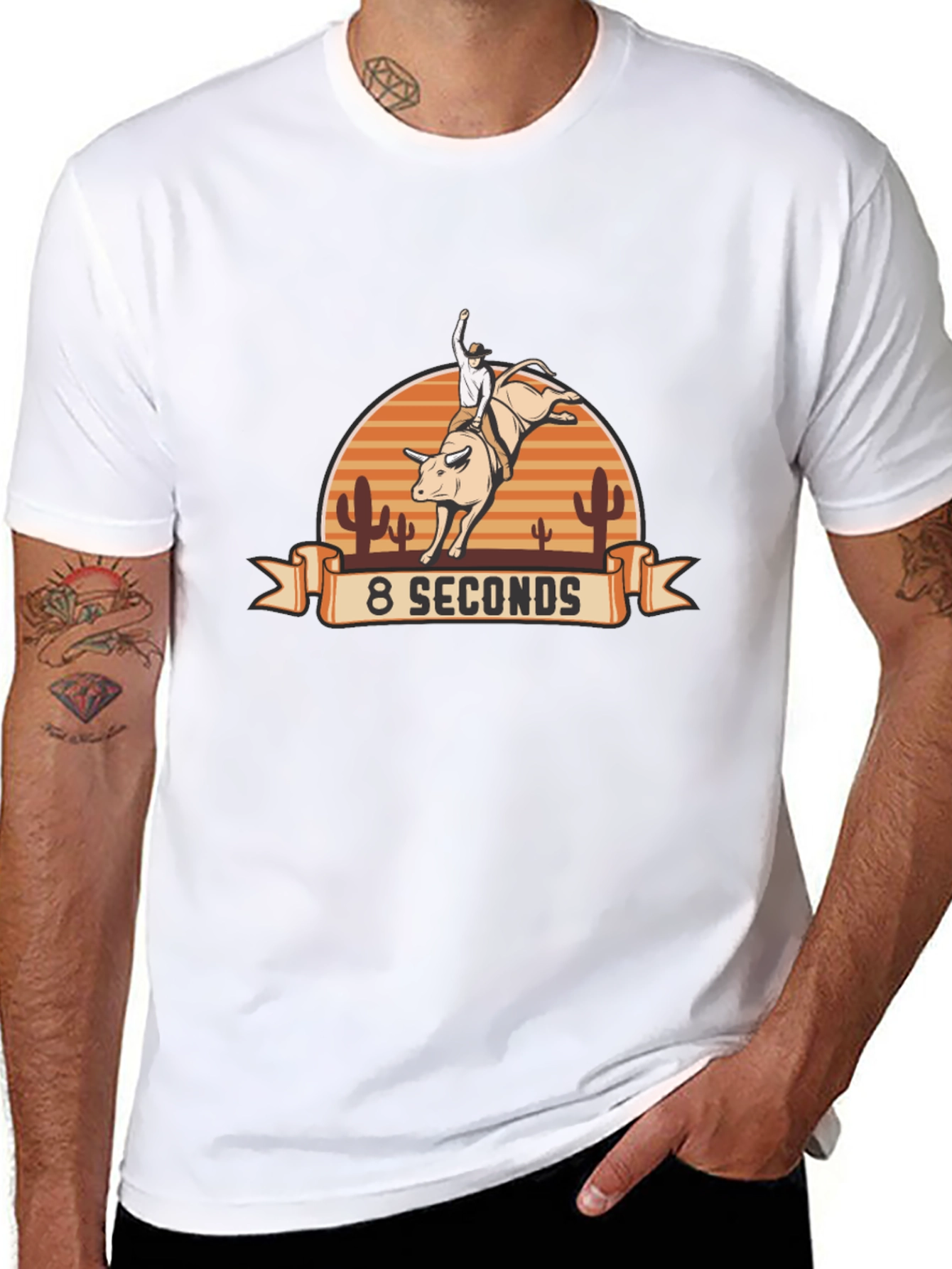 8 Seconds Rodeo Bull Riding Graphic Tee