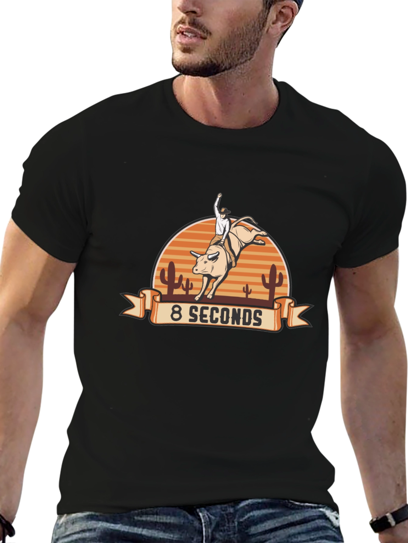 8 Seconds Rodeo Bull Riding Graphic Tee