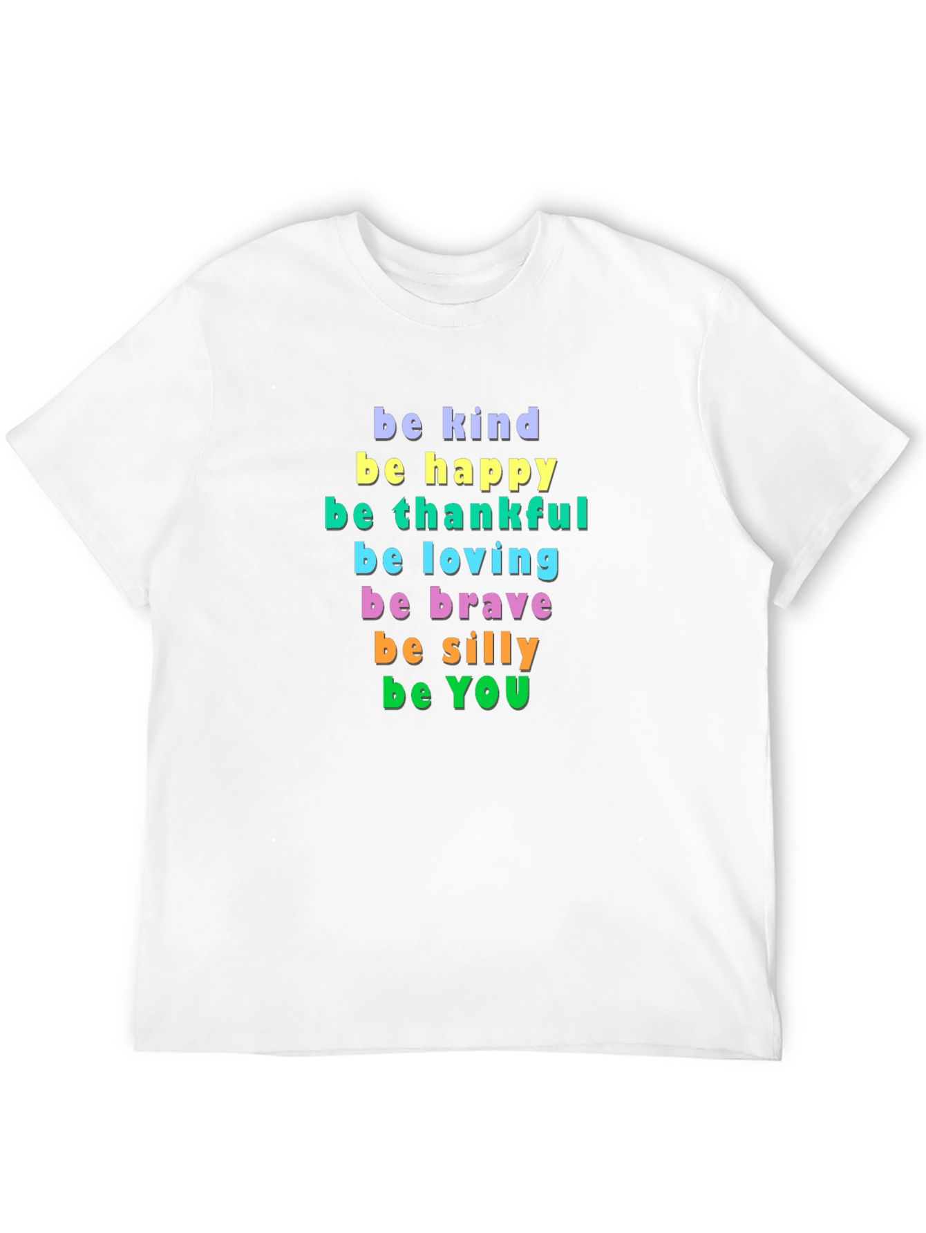 Be Kind Happy Thankful Graphic Tee - Inspirational Message