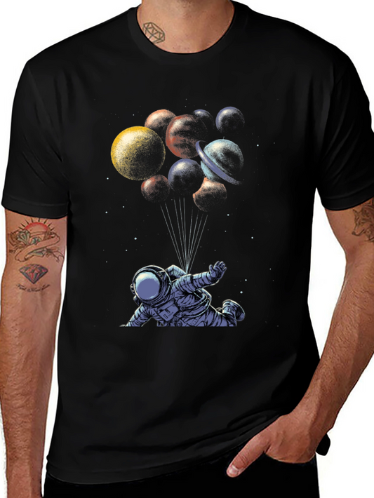 Astronaut Planet Balloons Graphic Tee