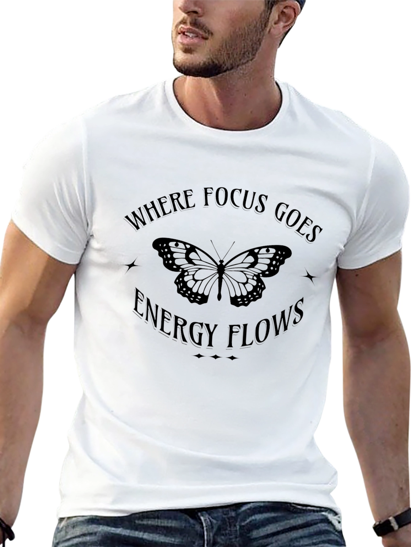 Butterfly Energy Flow Graphic Tee - Black