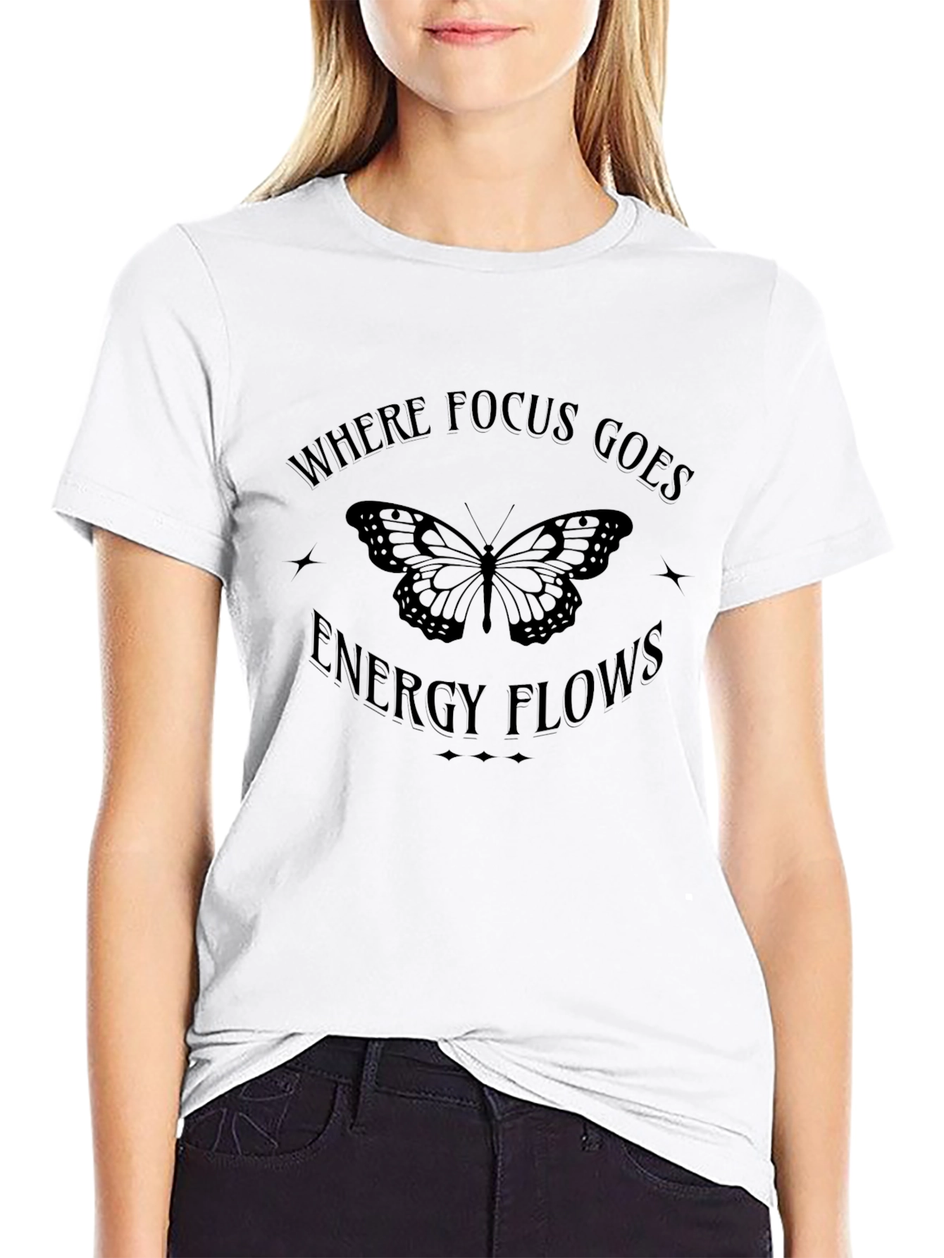 Butterfly Energy Flow Graphic Tee - Black