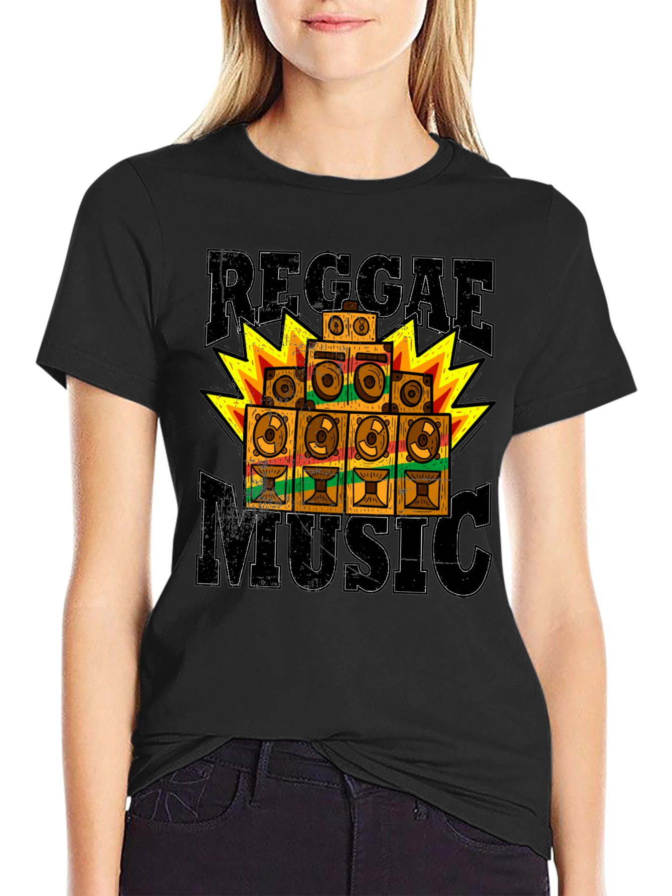 Reggae Music Graphic T-Shirt - Black
