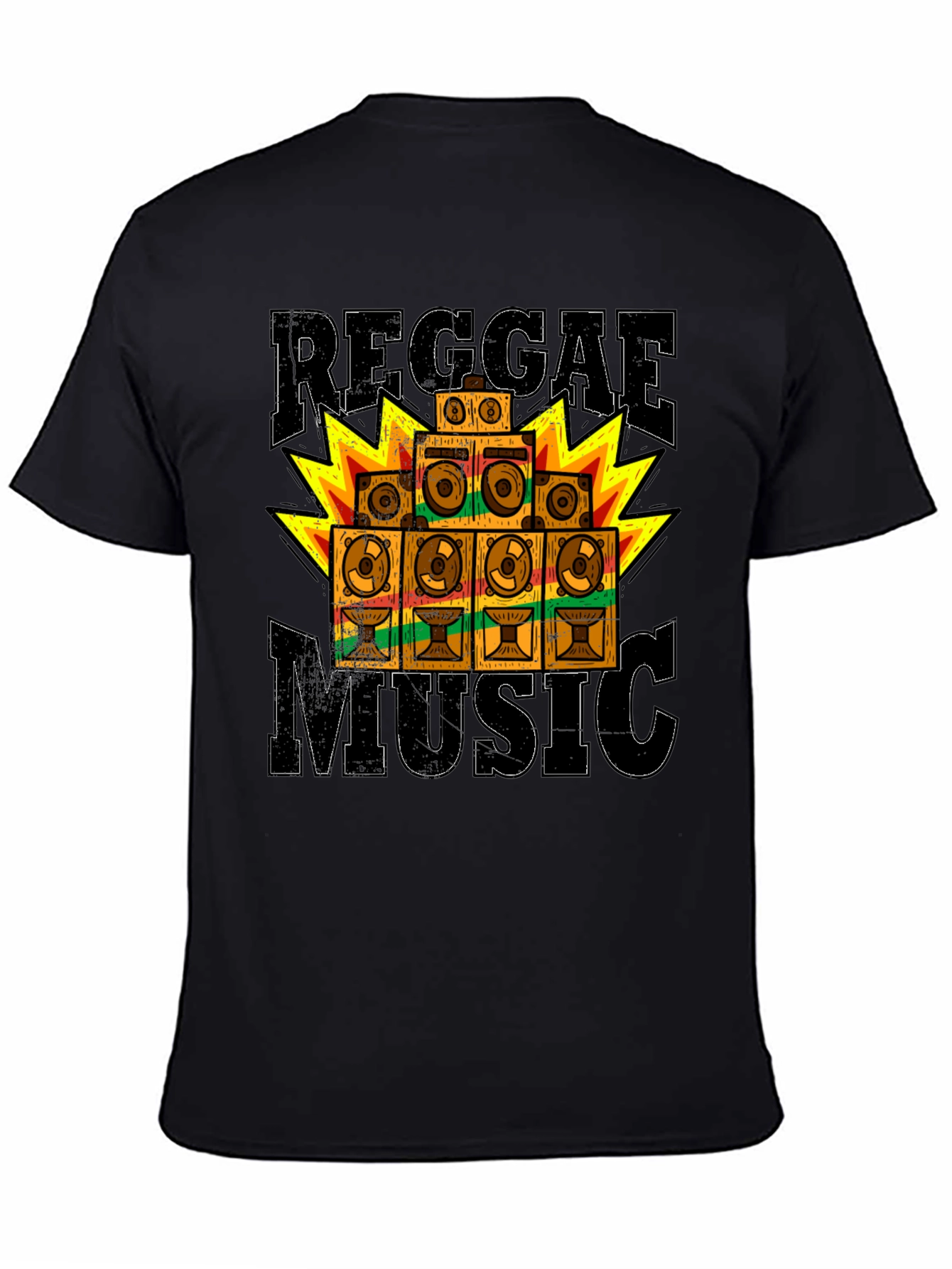 Reggae Music Graphic T-Shirt - Black