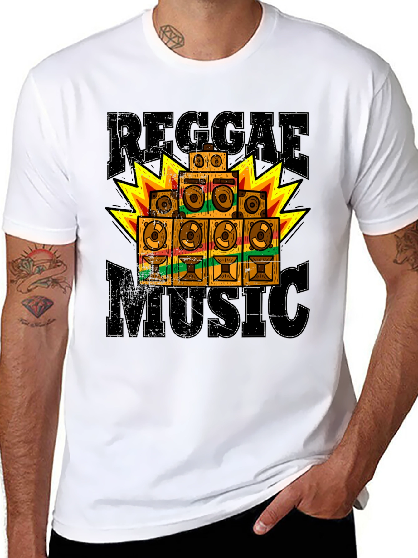 Reggae Music Graphic T-Shirt - Black